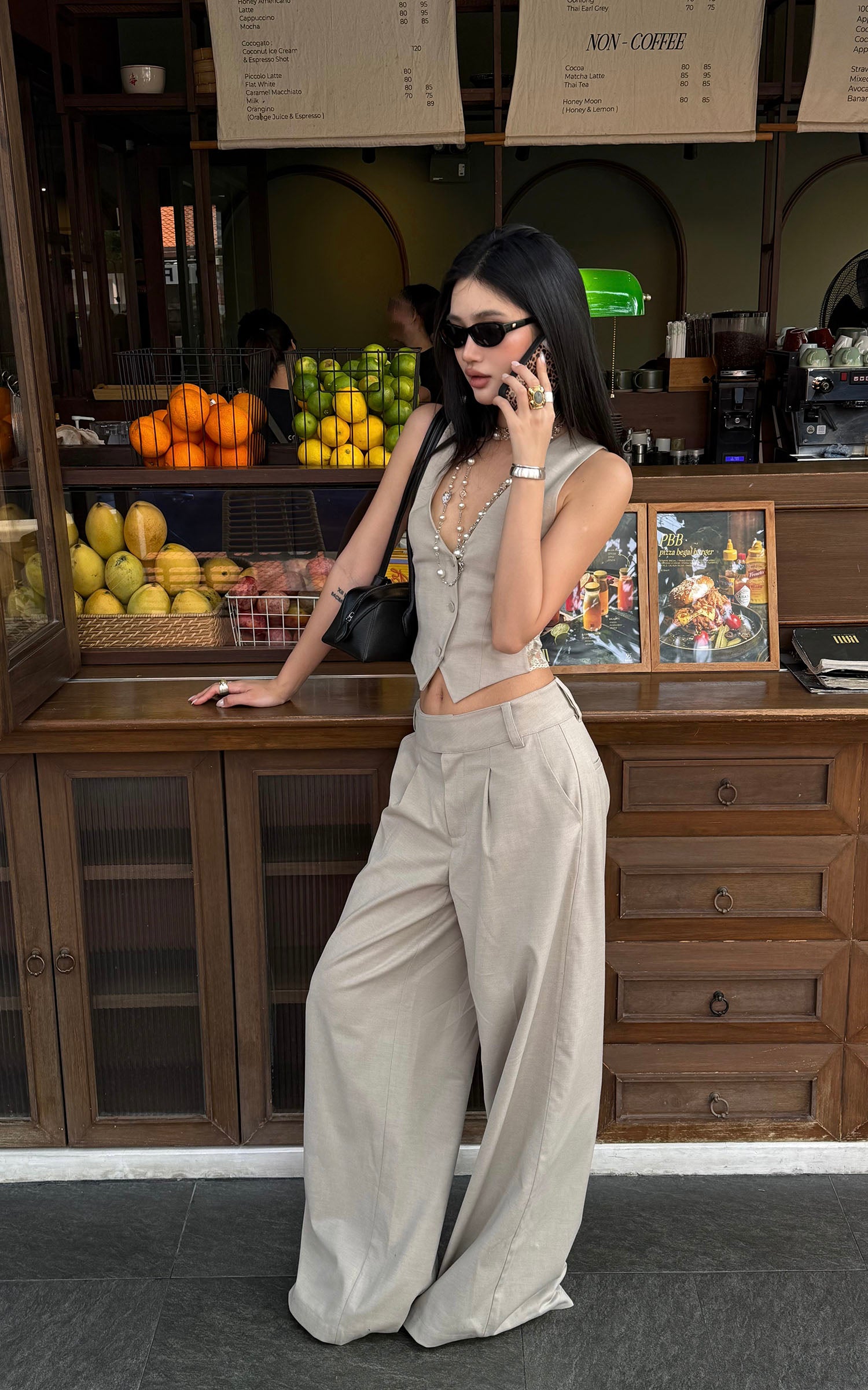 ROVENTE Asymmetric Waist Wide-Leg Trousers - PINKPARKS