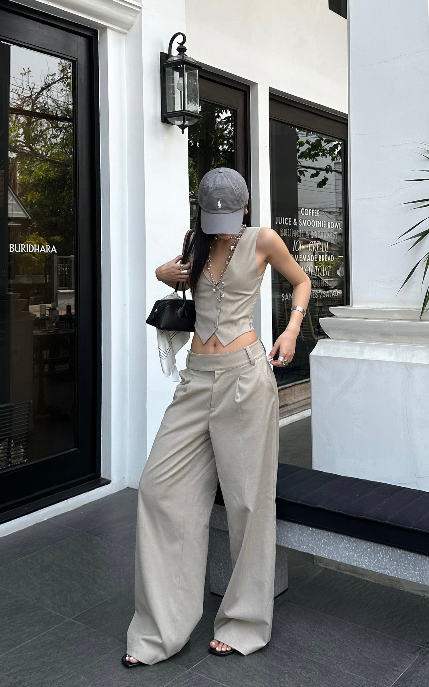 ROVENTE Tailored Vest with Lace Panel Back - PINKPARKS