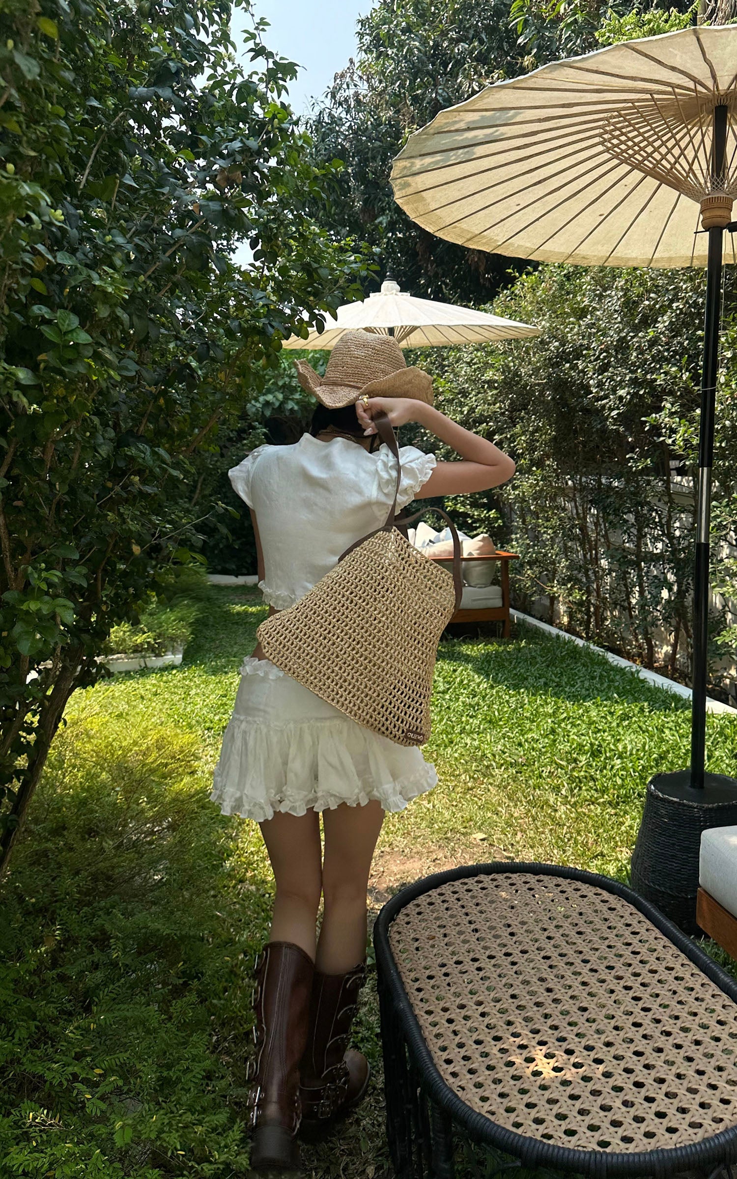 ROVENTE Ruched Tie-Front Top & Frill Mini Skirt Set - PINKPARKS