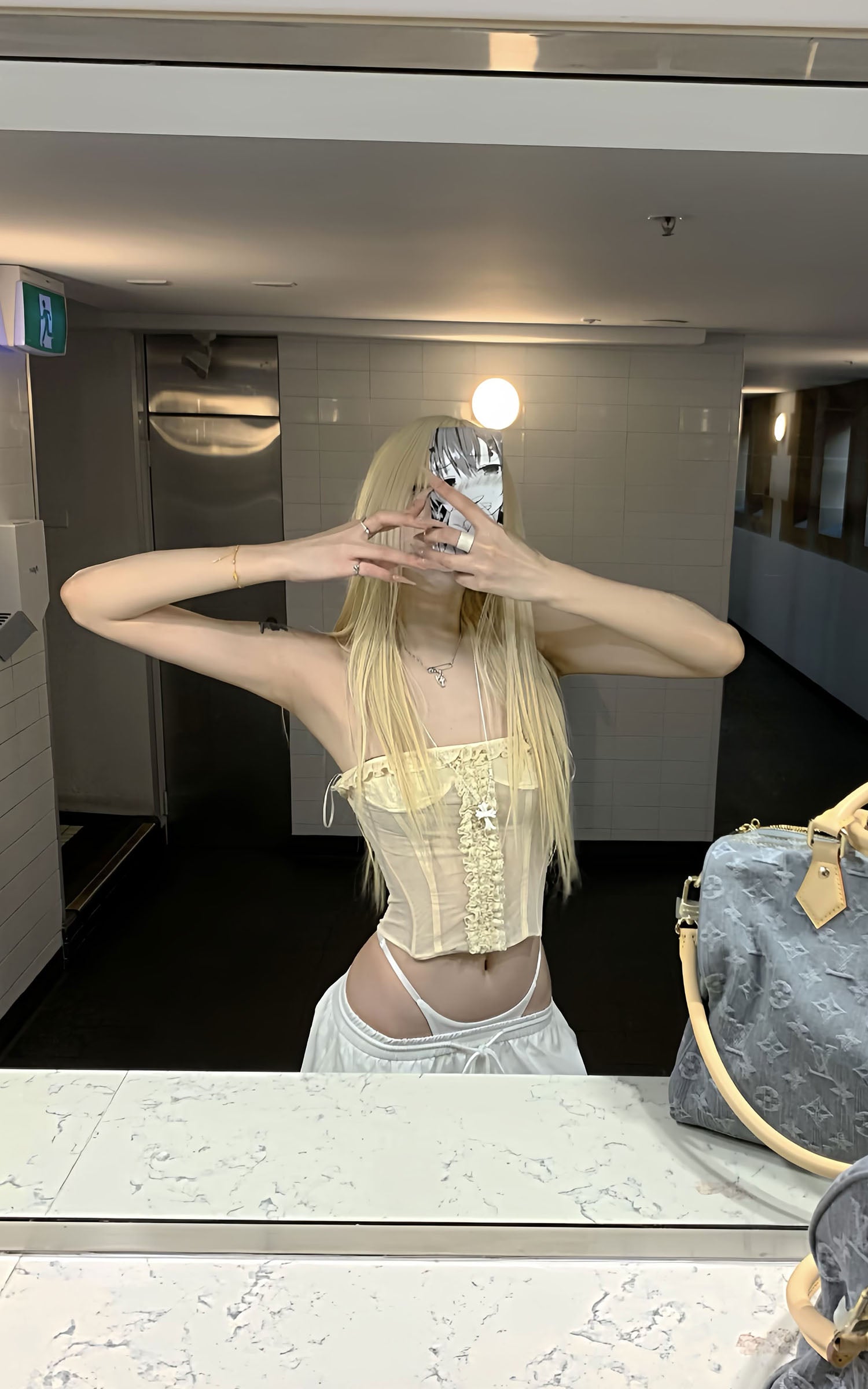 Rase le sol Sheer Mesh Corset Top with Ruffle Lace Trim - PINKPARKS