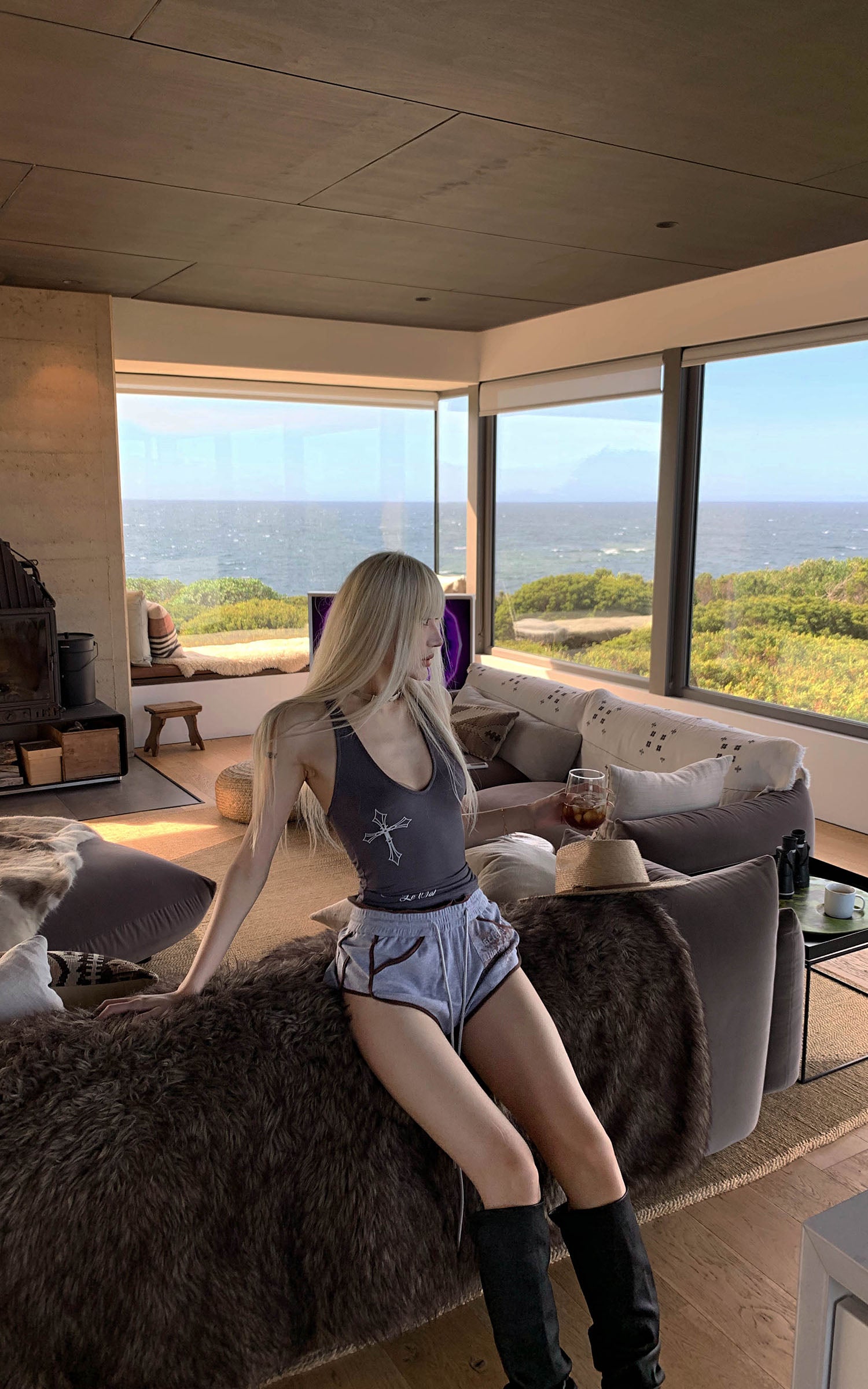 Rase le sol Cross-Print Twisted Back Tank Top - PINKPARKS