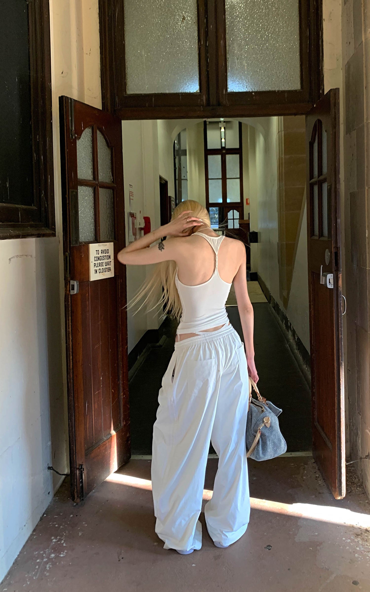 Rase le sol Cross-Print Twisted Back Tank Top - PINKPARKS