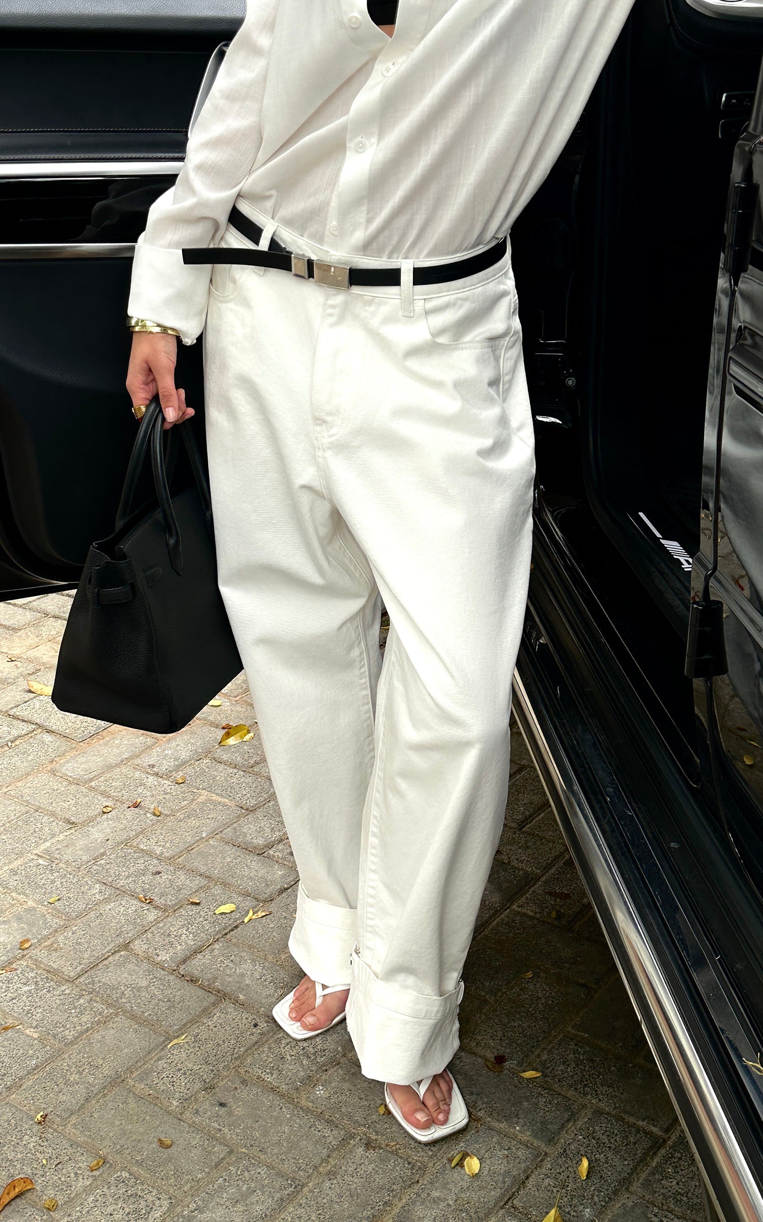 0122stepll ローライズワイドレッグフロアジーンズ