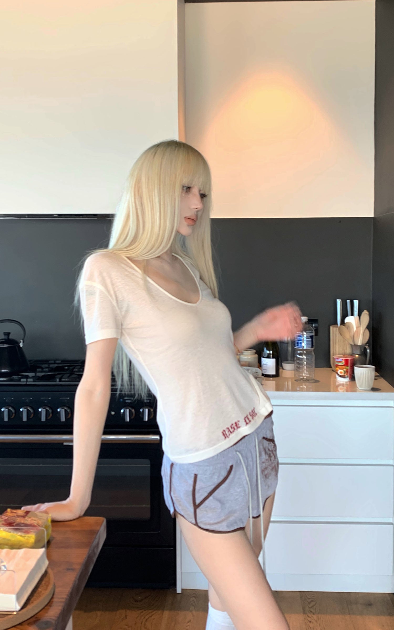 Rase le sol Distressed Ribbed Cotton Shorts - PINKPARKS