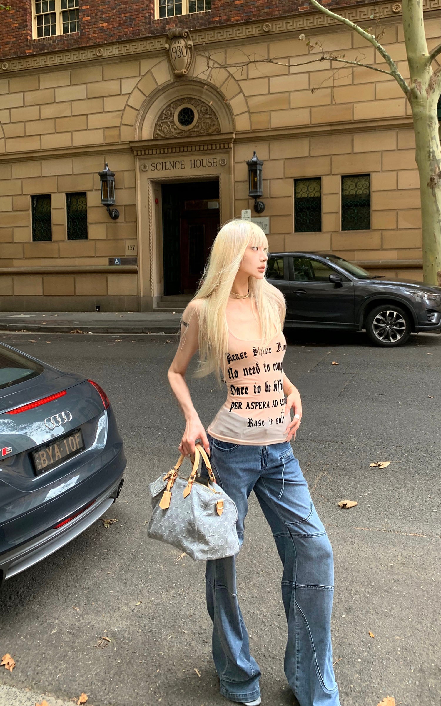 Rase le sol Lettering Mesh Tank Top & Bandeau Innerwear Set - PINKPARKS