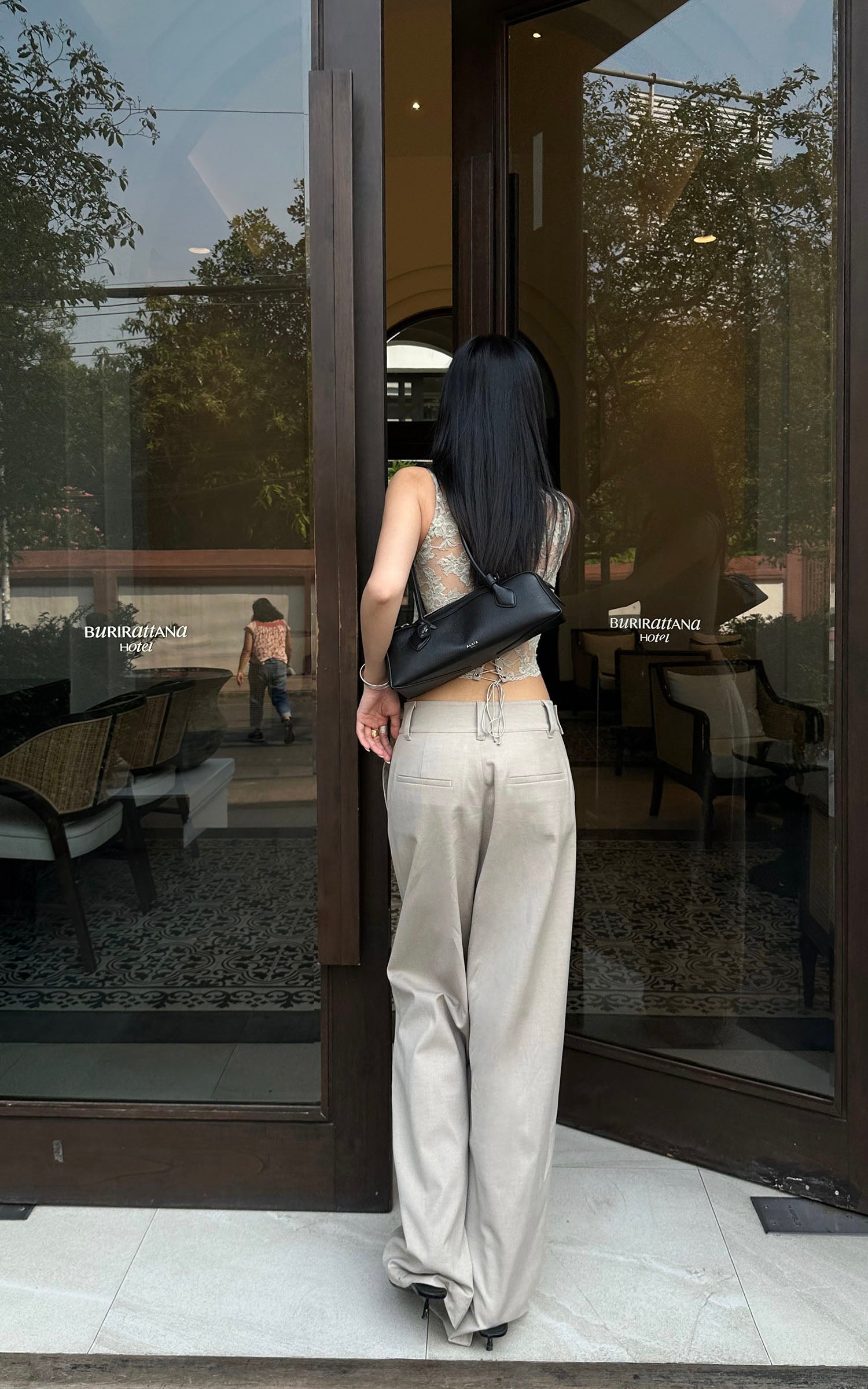 ROVENTE Asymmetric Waist Wide-Leg Trousers - PINKPARKS