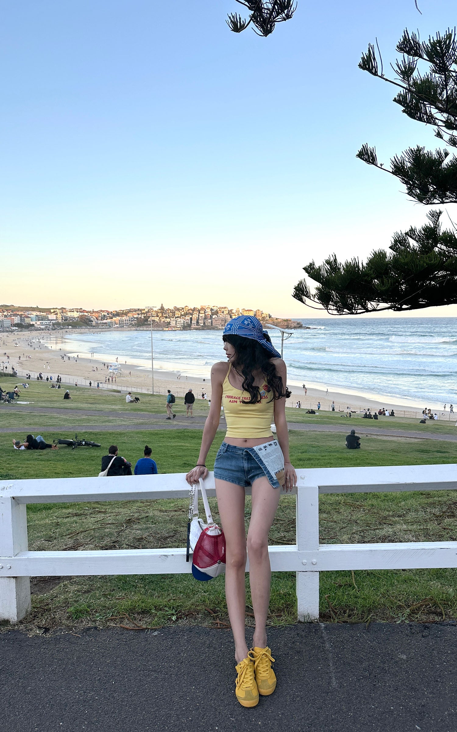 WARDEN EDGE Asymmetric Denim Shorts with Patch Print Detail - PINKPARKS