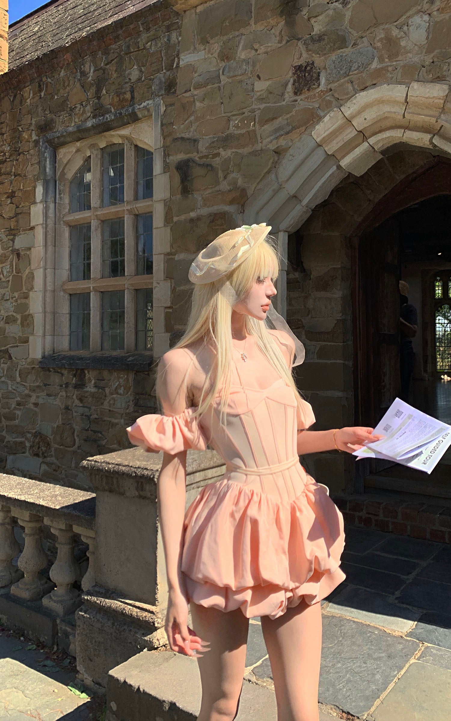 Rase le sol Puff Sleeve Corset Mini Dress - PINKPARKS