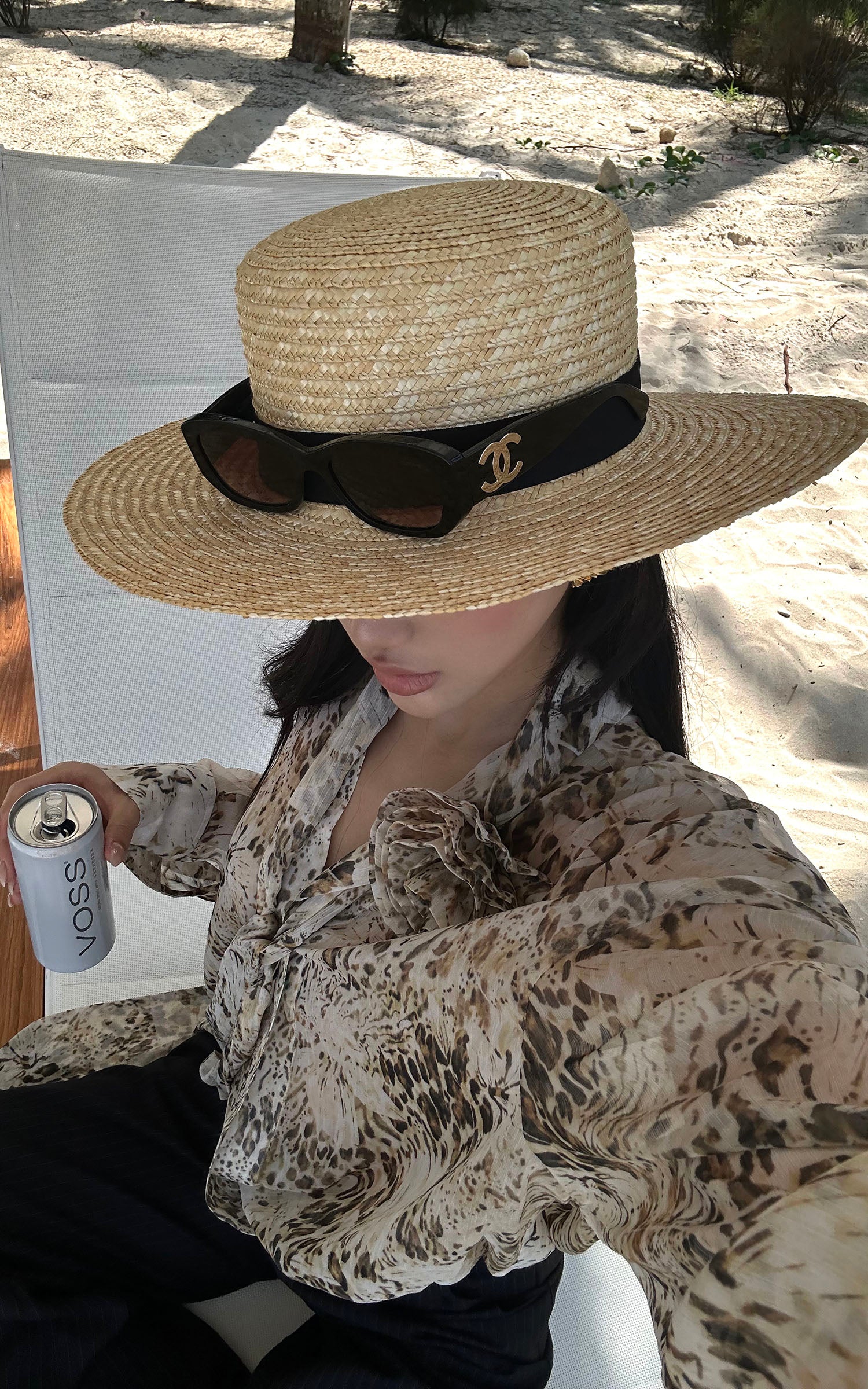 ROVENTE Sheer Leopard Blouse with Draped Tie & Rosette - PINKPARKS