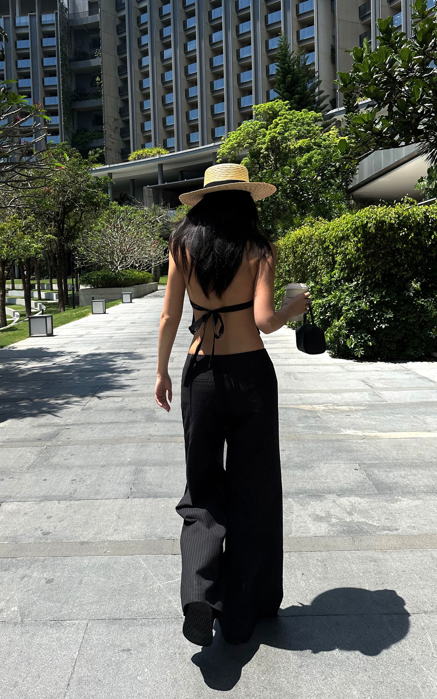 ROVENTE Pinstripe Tailored Wide-Leg Pants - PINKPARKS