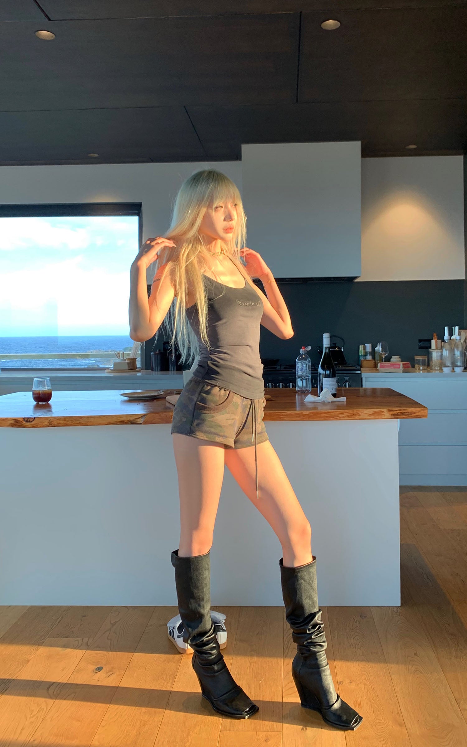 Rase le sol Camouflage Terry Shorts - PINKPARKS