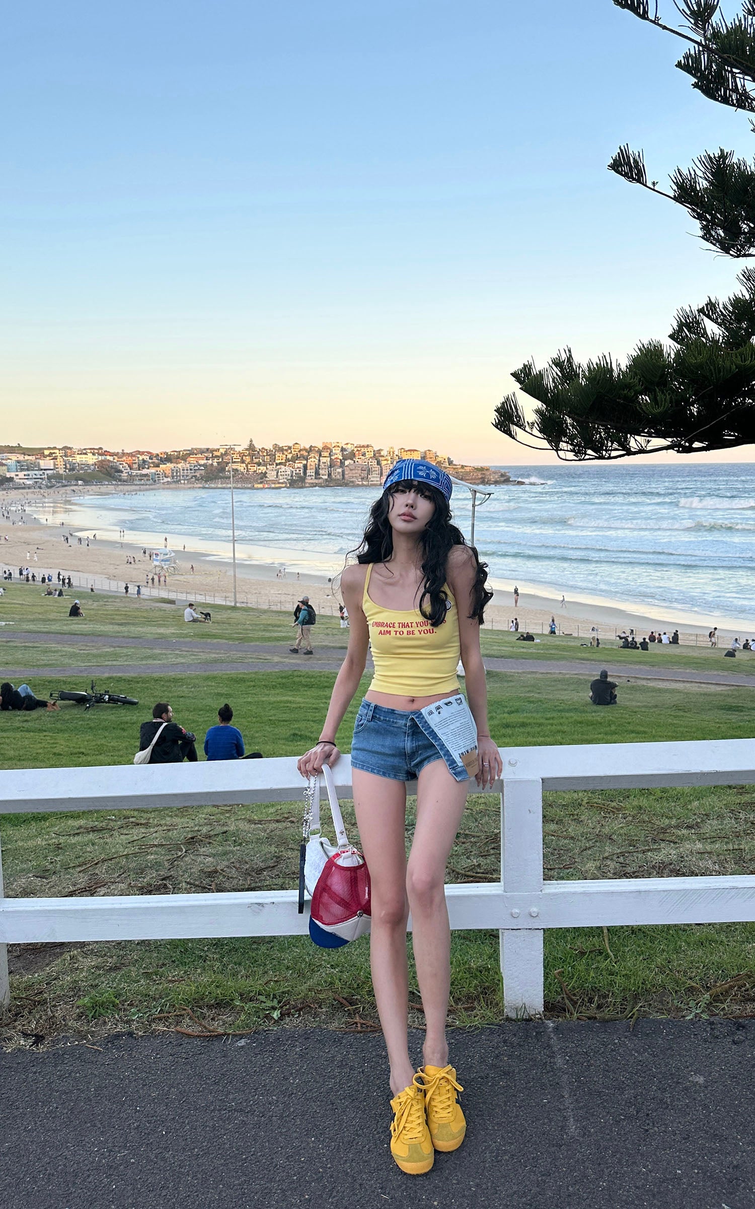 WARDEN EDGE Asymmetric Denim Shorts with Patch Print Detail - PINKPARKS