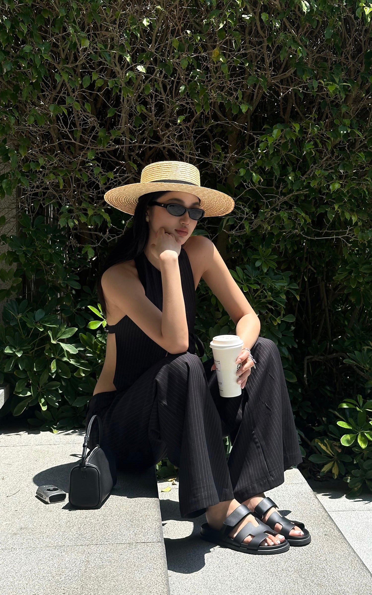 ROVENTE Pinstripe Tailored Wide-Leg Pants - PINKPARKS