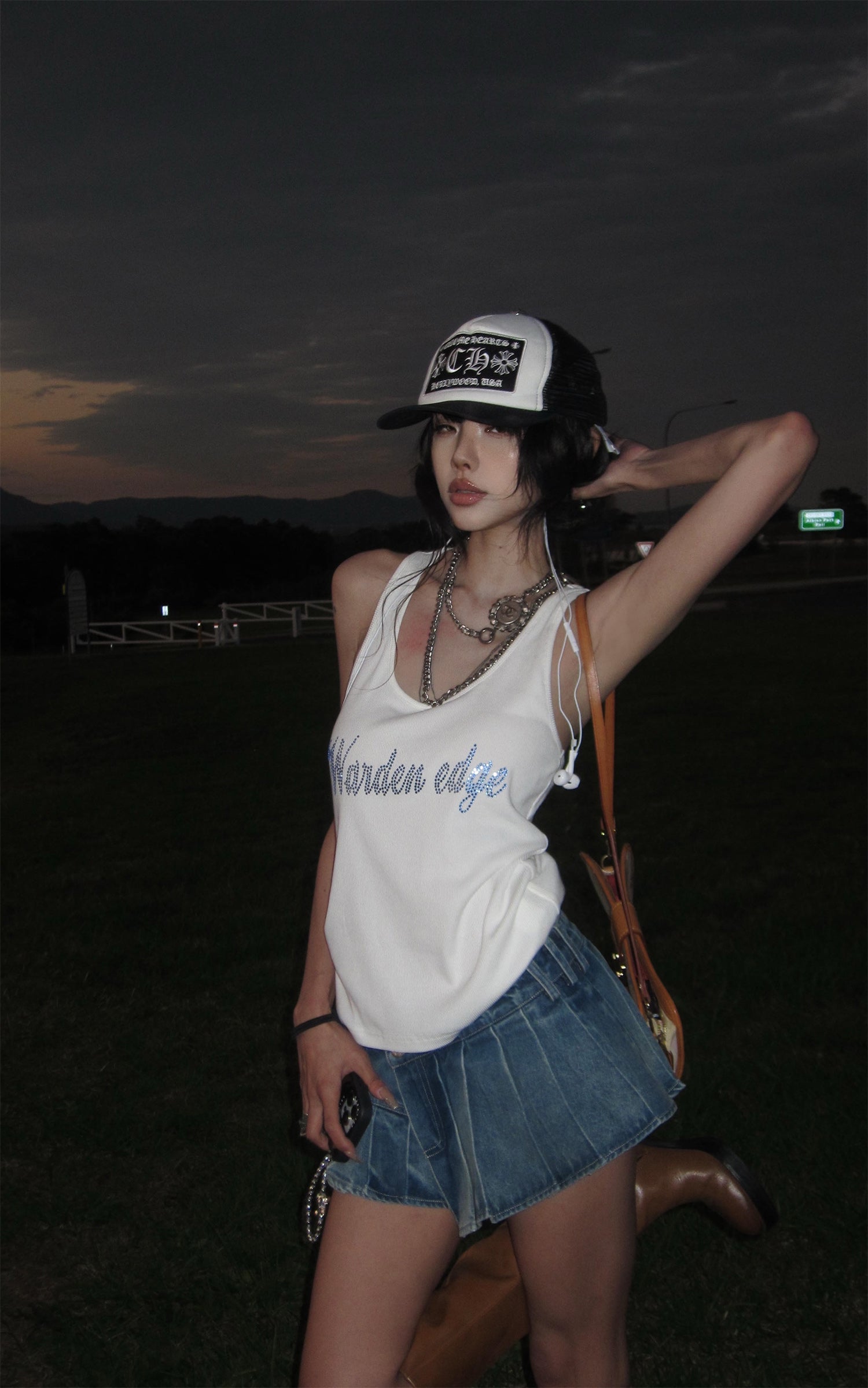 WARDEN EDGE Pleated Ultra Mini Denim Skirt - PINKPARKS