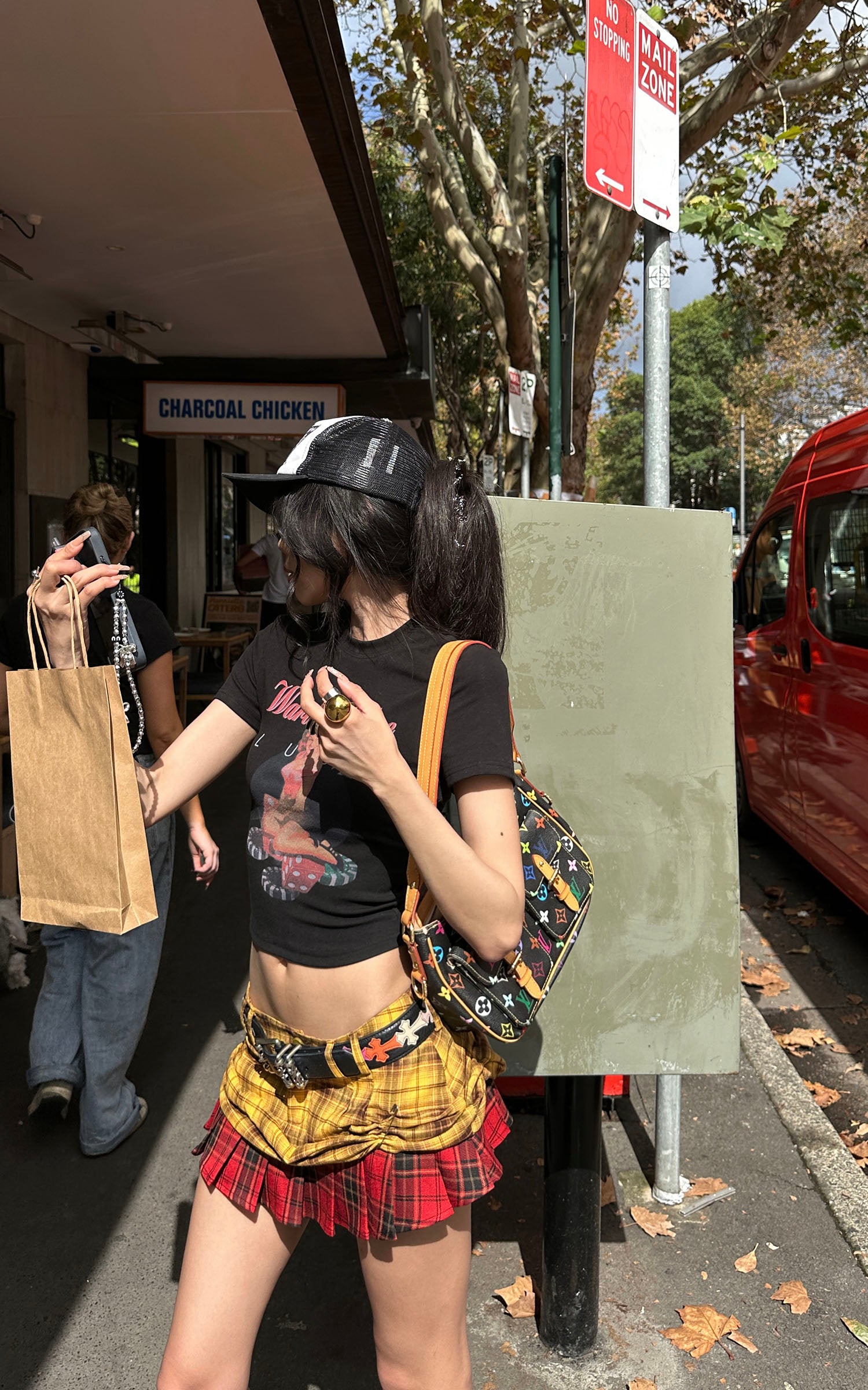 WARDEN EDGE Punk Clash Layered Mini Skirt in Yellow & Red Plaid - PINKPARKS