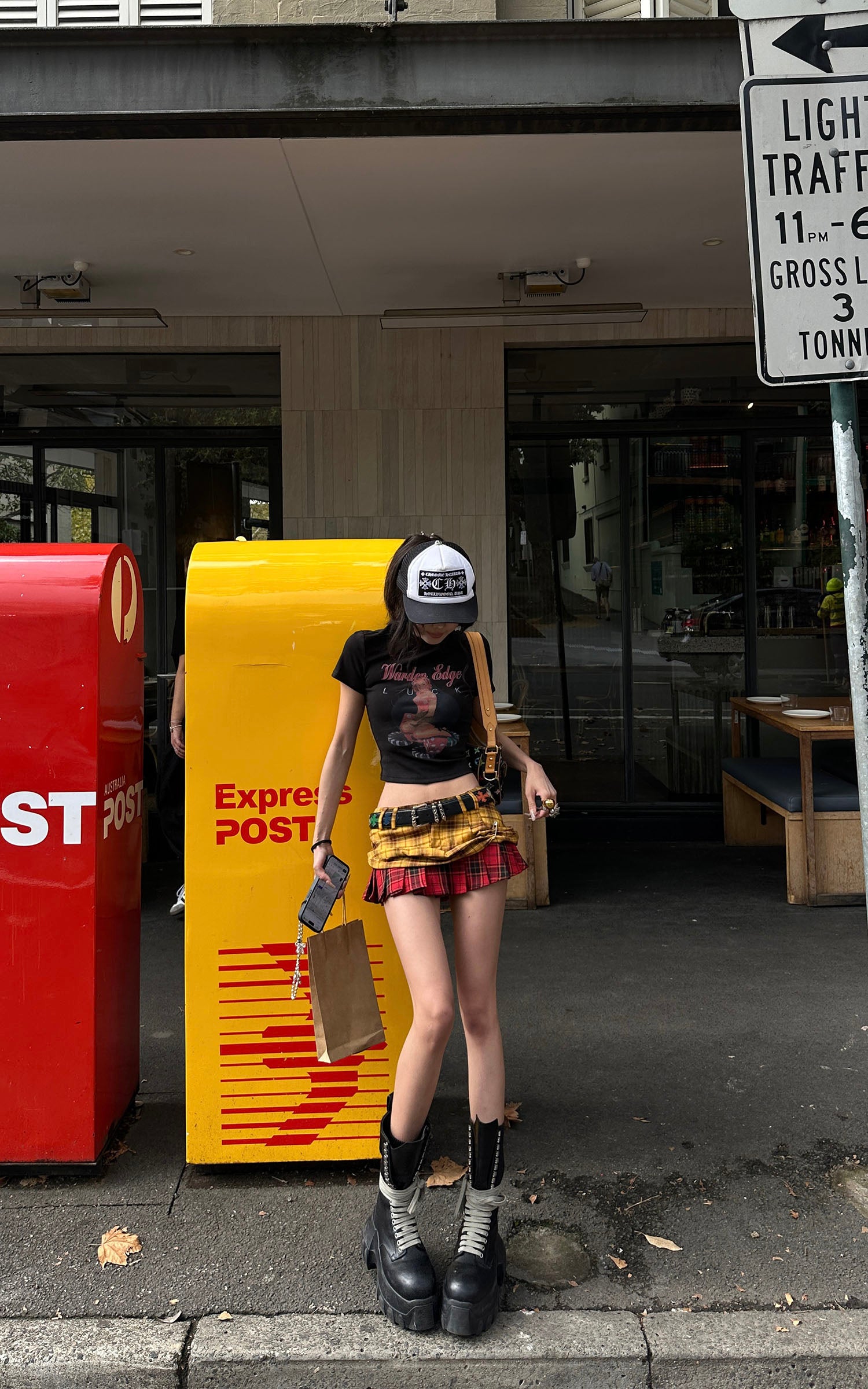 WARDEN EDGE Punk Clash Layered Mini Skirt in Yellow & Red Plaid - PINKPARKS
