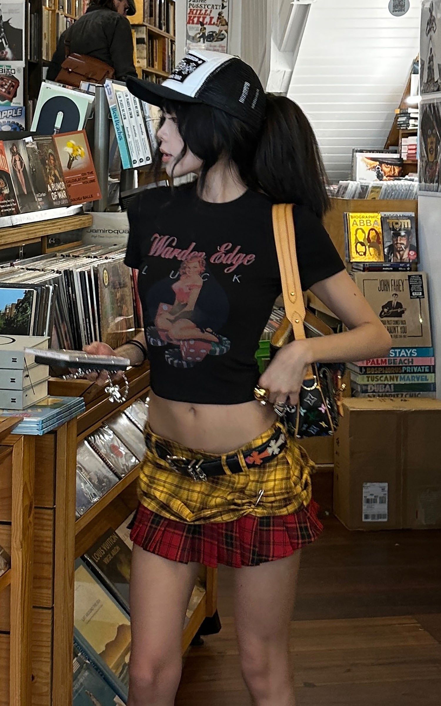 WARDEN EDGE Punk Clash Layered Mini Skirt in Yellow & Red Plaid - PINKPARKS