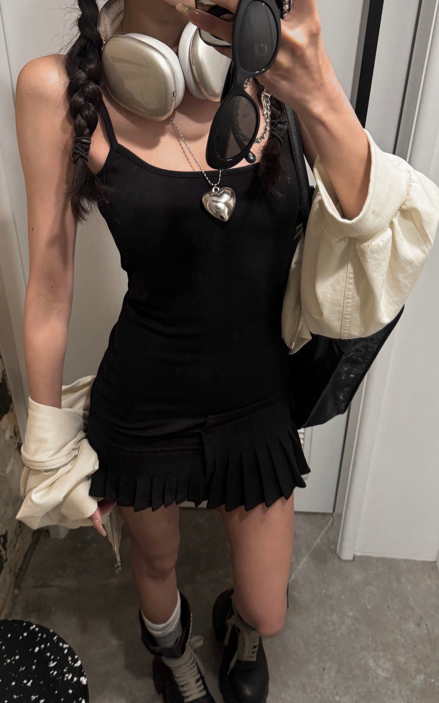 WARDEN EDGE Asym Pleated Rib Knit Mini Dress - PINKPARKS