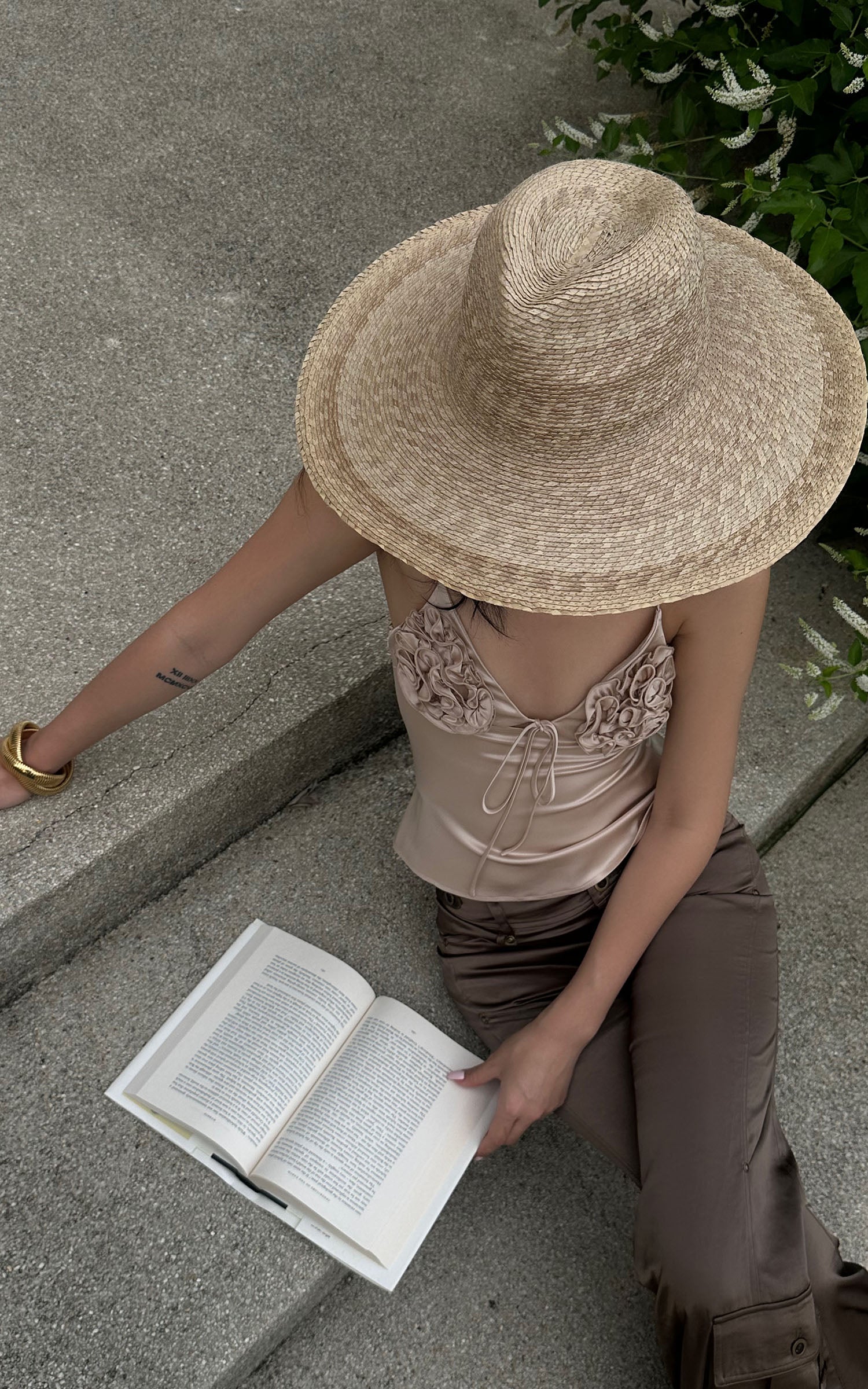 ROVENTE Rosette Detail Satin Camisole with Adjustable Straps - PINKPARKS