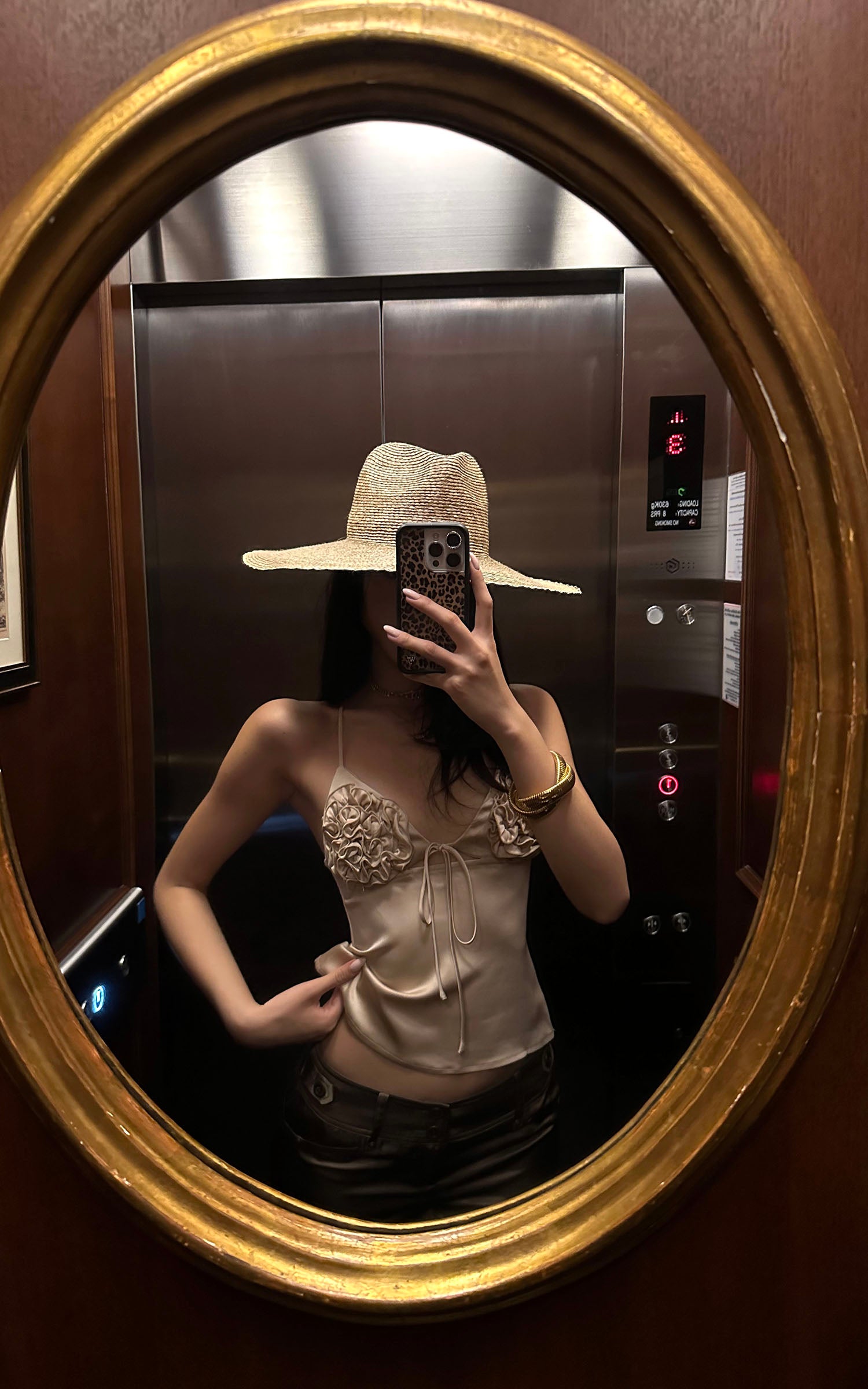 ROVENTE Rosette Detail Satin Camisole with Adjustable Straps - PINKPARKS