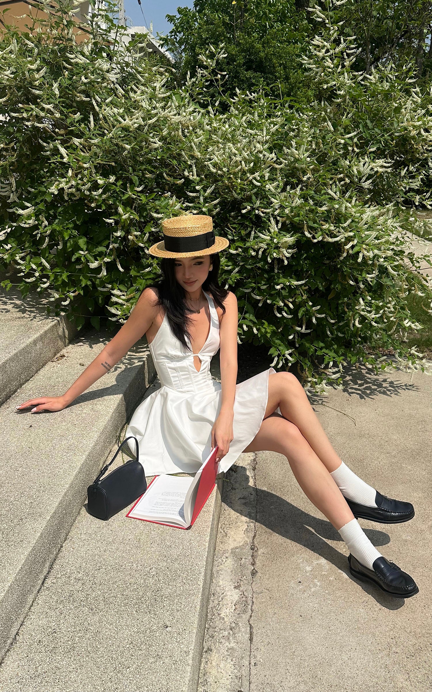 ROVENTE Deep V Halter Mini Dress with Flared Skirt - PINKPARKS