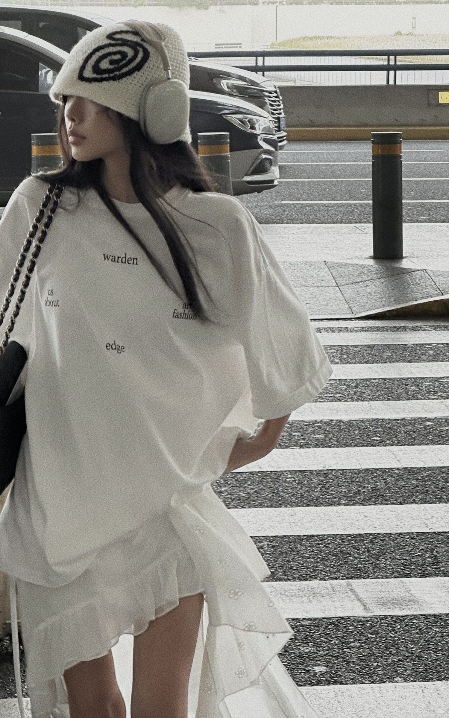 WARDEN EDGE Layered Asymmetric Midi Skirt in Mixed Textures - PINKPARKS