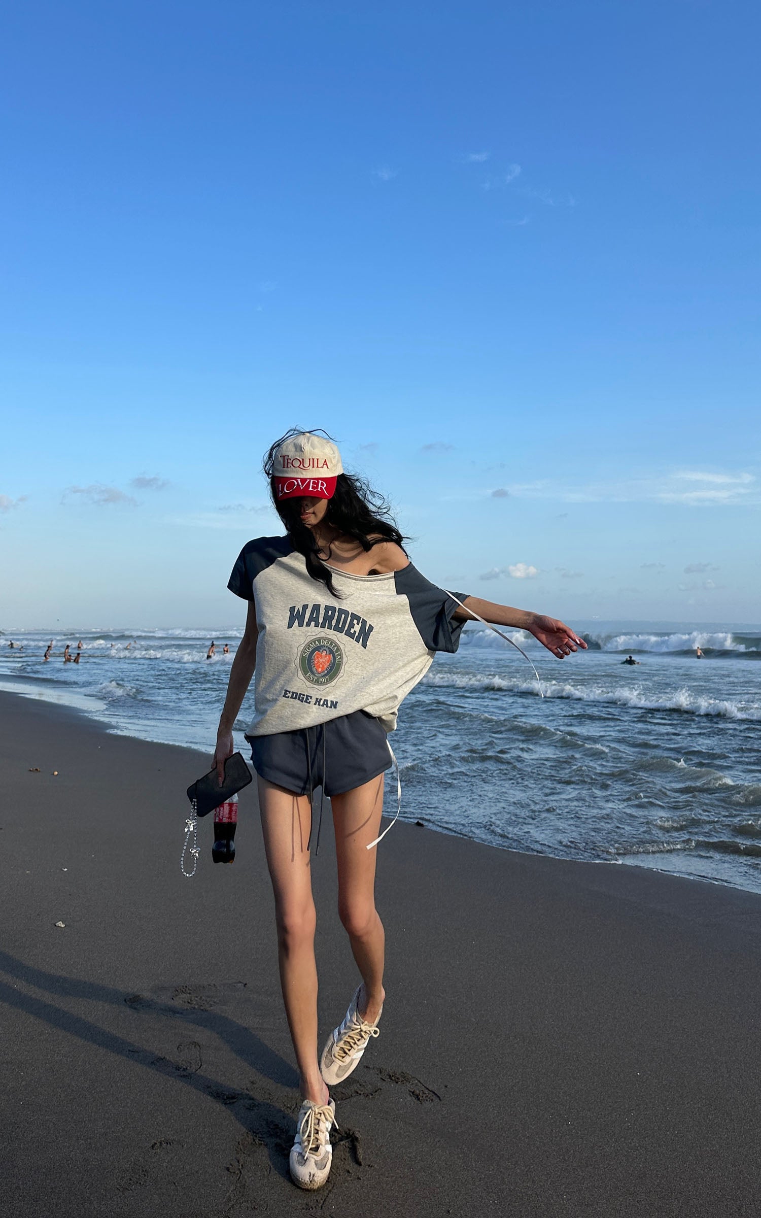 WARDEN EDGE Elastic Waist Curved-Hem Mini Shorts - PINKPARKS