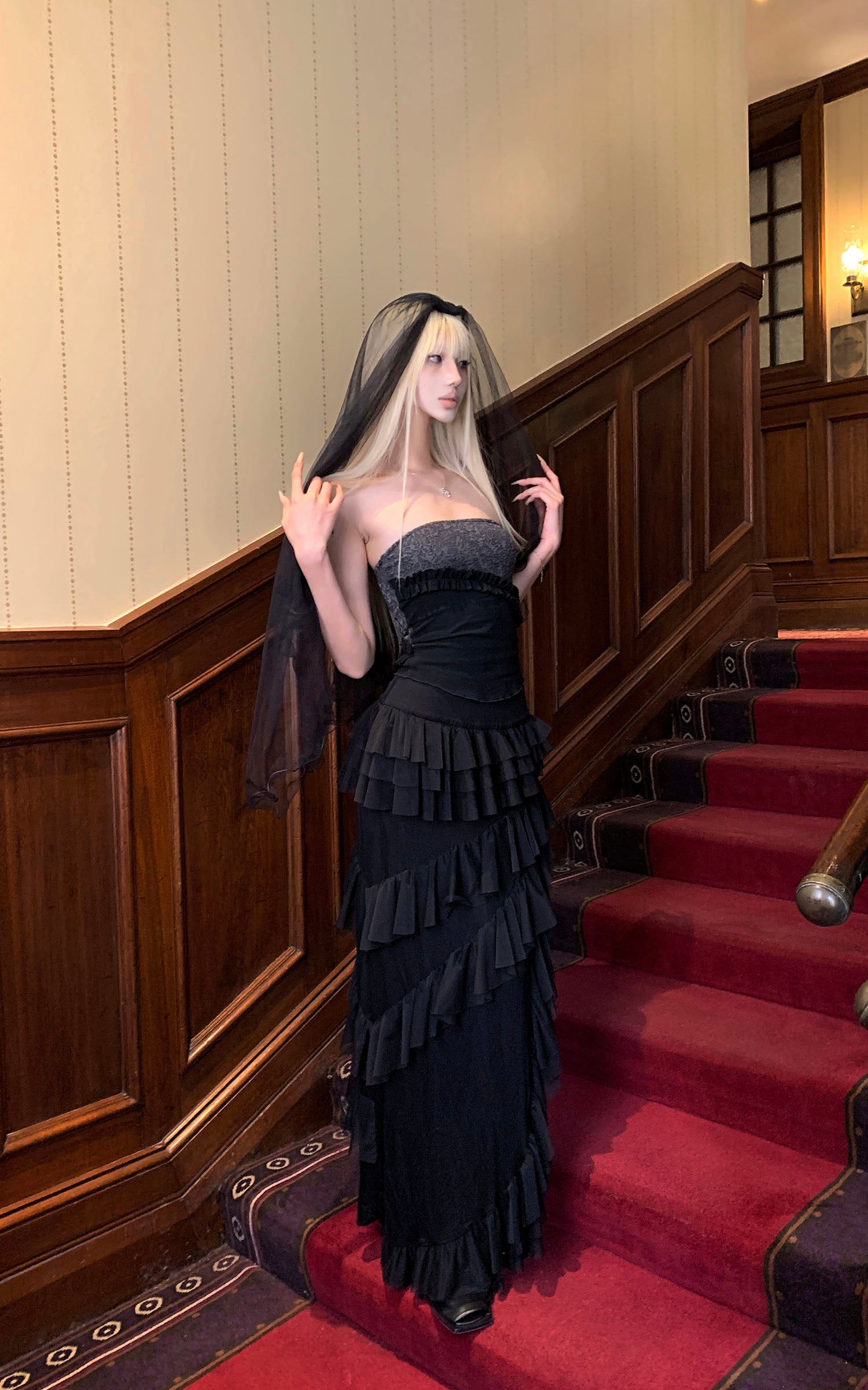 Rase le sol レースフリル付きストラップレストップ