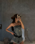WARDEN EDGE Strapless Denim Utility Romper - PINKPARKS
