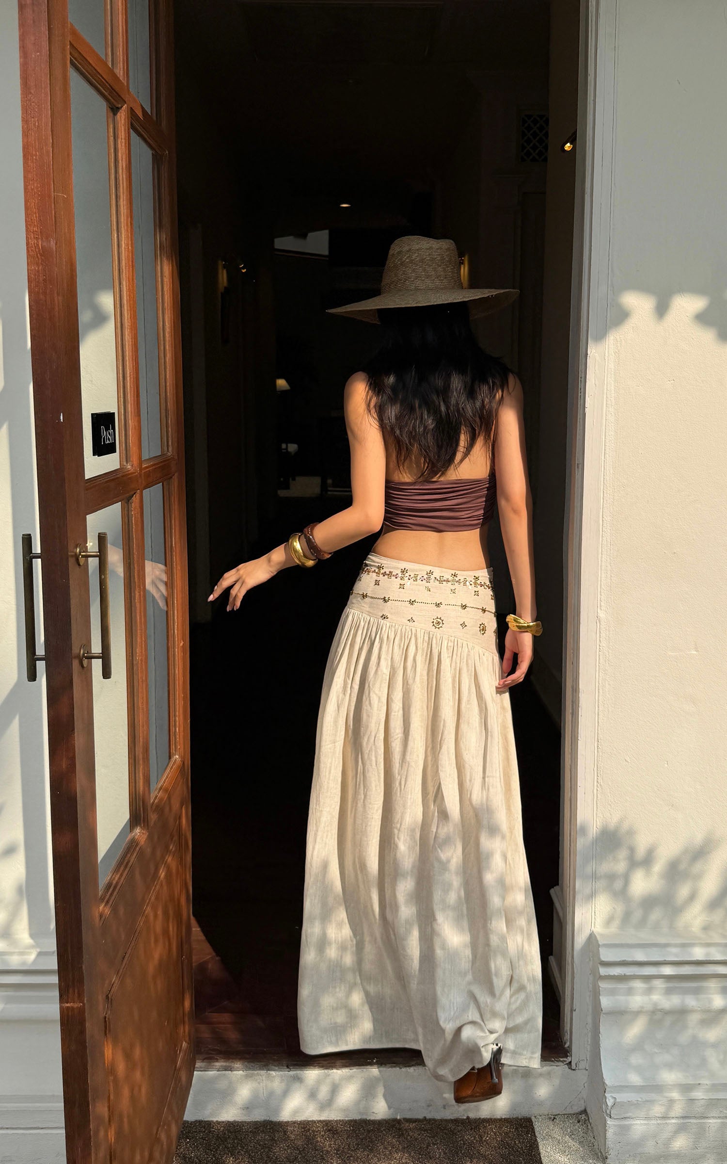 ROVENTE Embellished High Waist Maxi Skirt - PINKPARKS