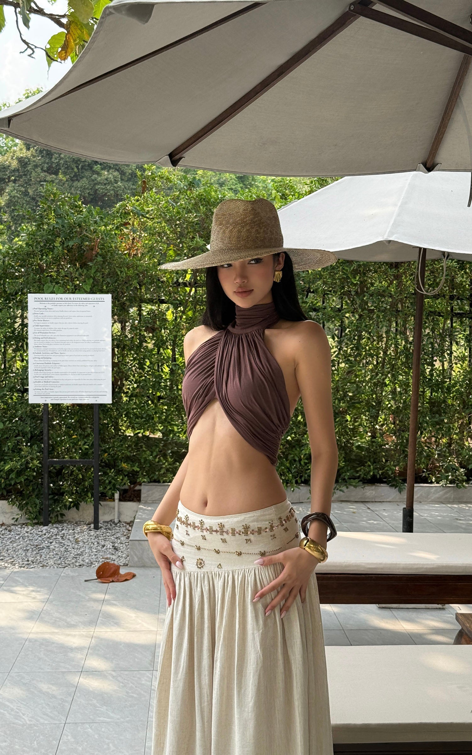 ROVENTE Embellished High Waist Maxi Skirt - PINKPARKS