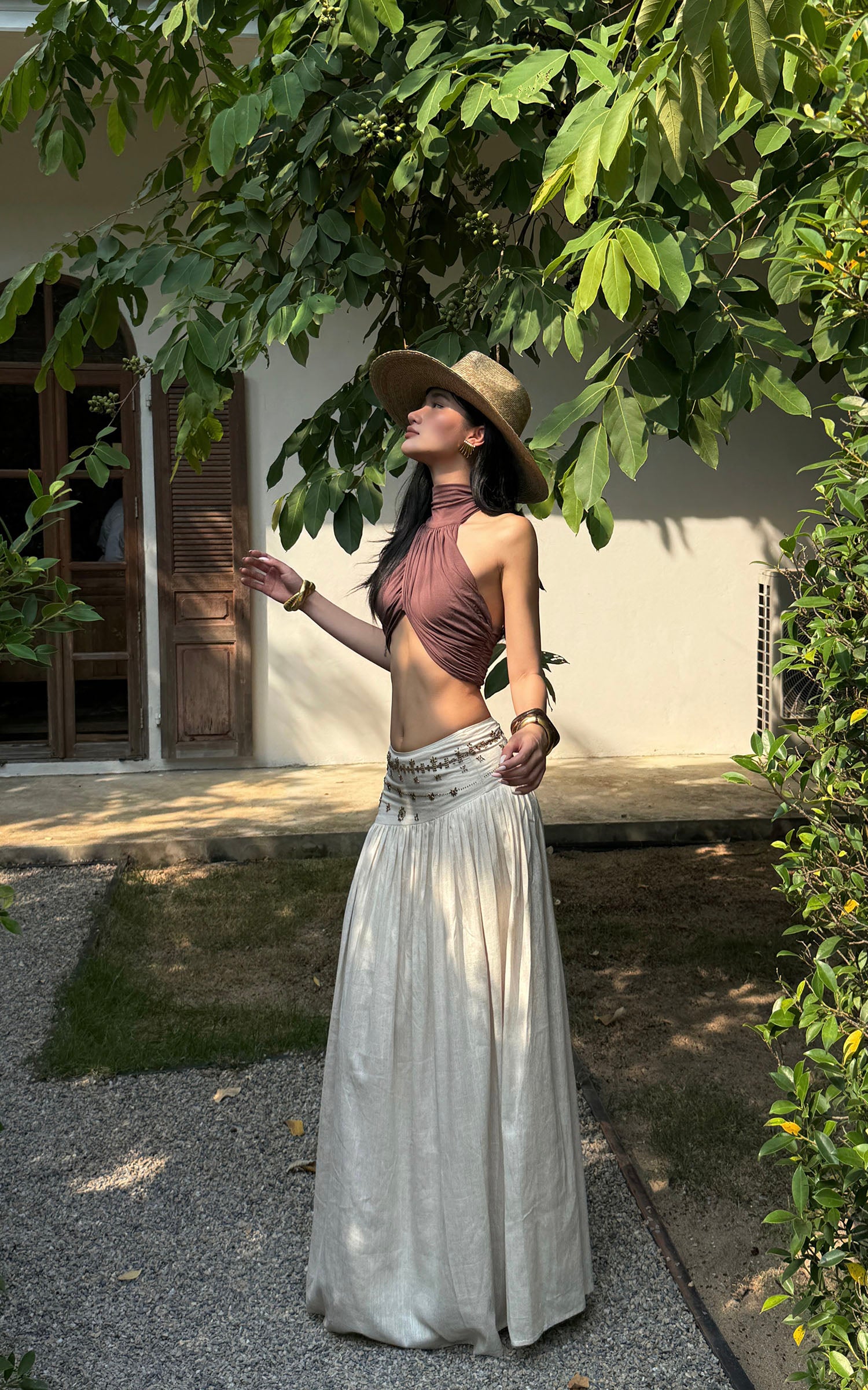 ROVENTE Embellished High Waist Maxi Skirt - PINKPARKS