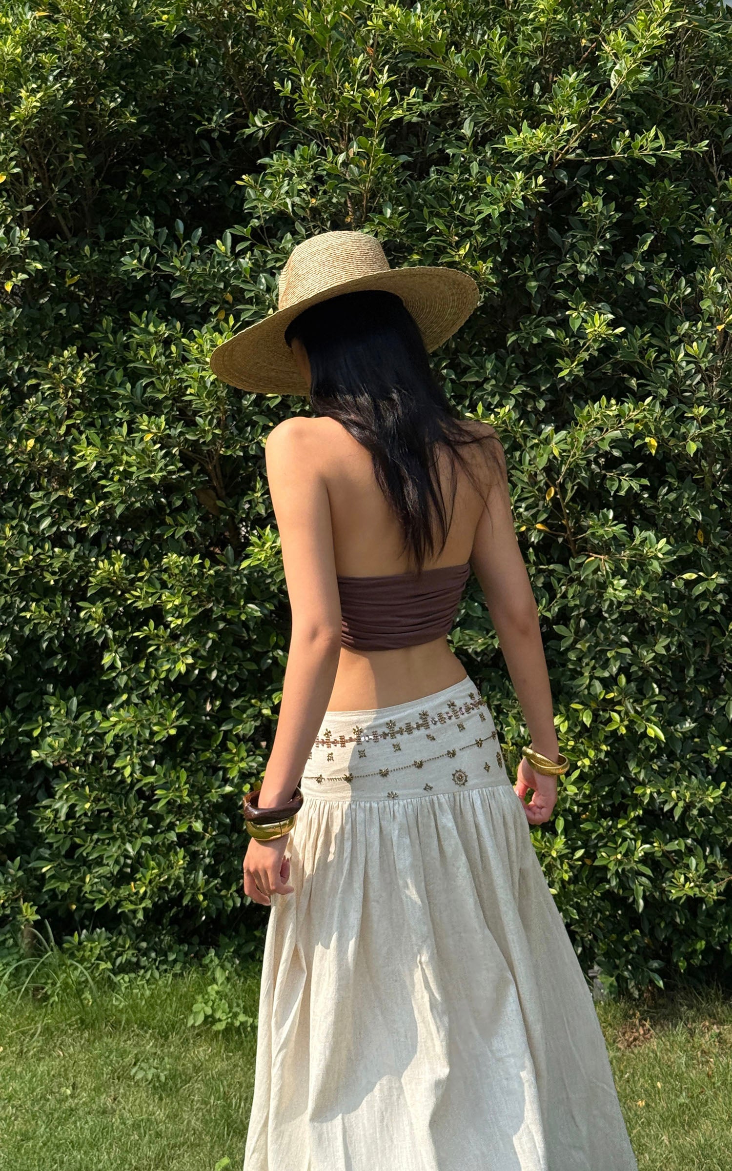 ROVENTE Cross-Drape Halter Top with High Neck Twist Detail - PINKPARKS