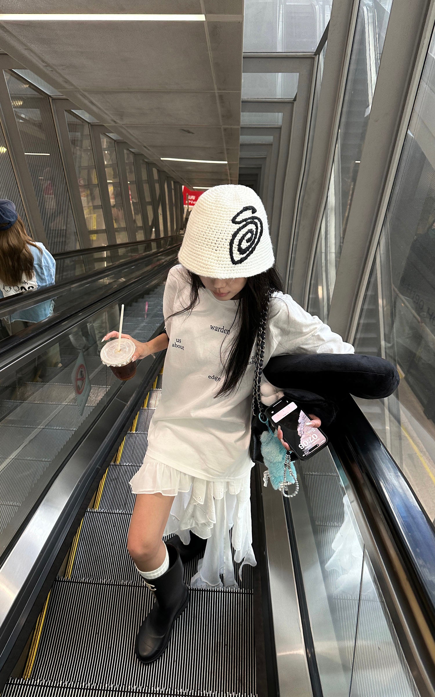 WARDEN EDGE Layered Asymmetric Midi Skirt in Mixed Textures - PINKPARKS