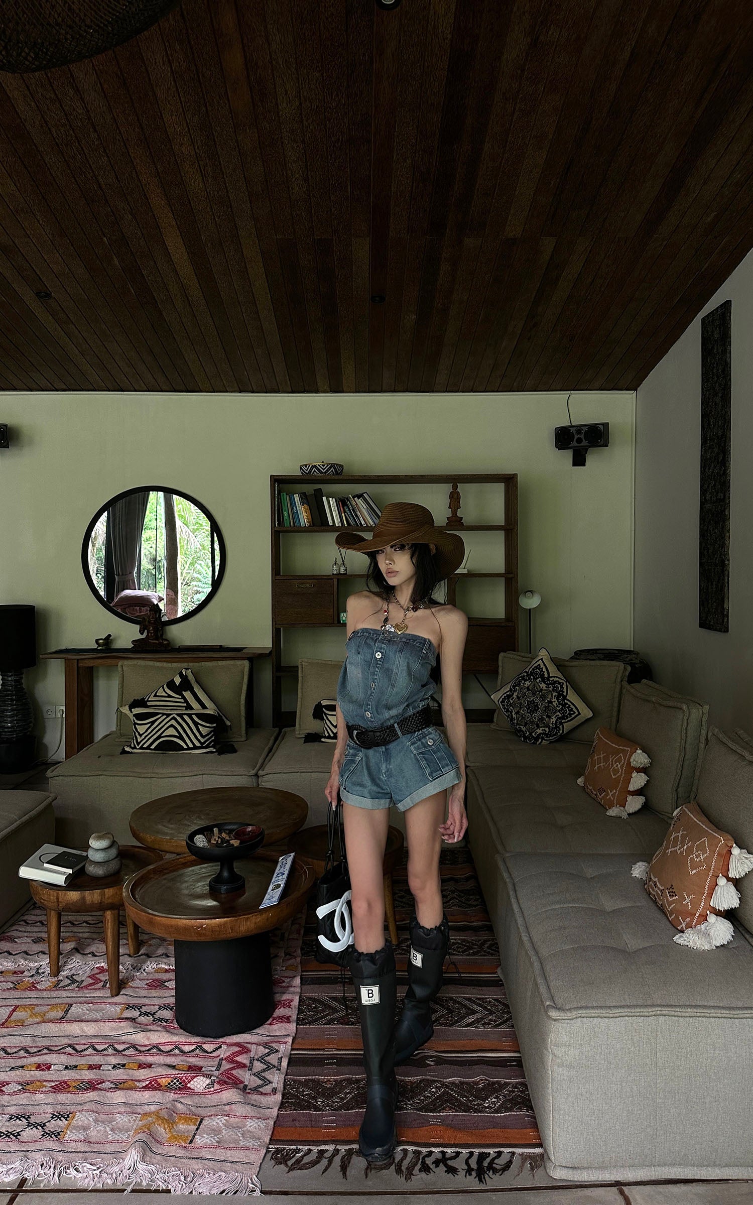 WARDEN EDGE Strapless Denim Utility Romper - PINKPARKS