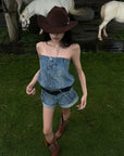 WARDEN EDGE Strapless Denim Utility Romper - PINKPARKS