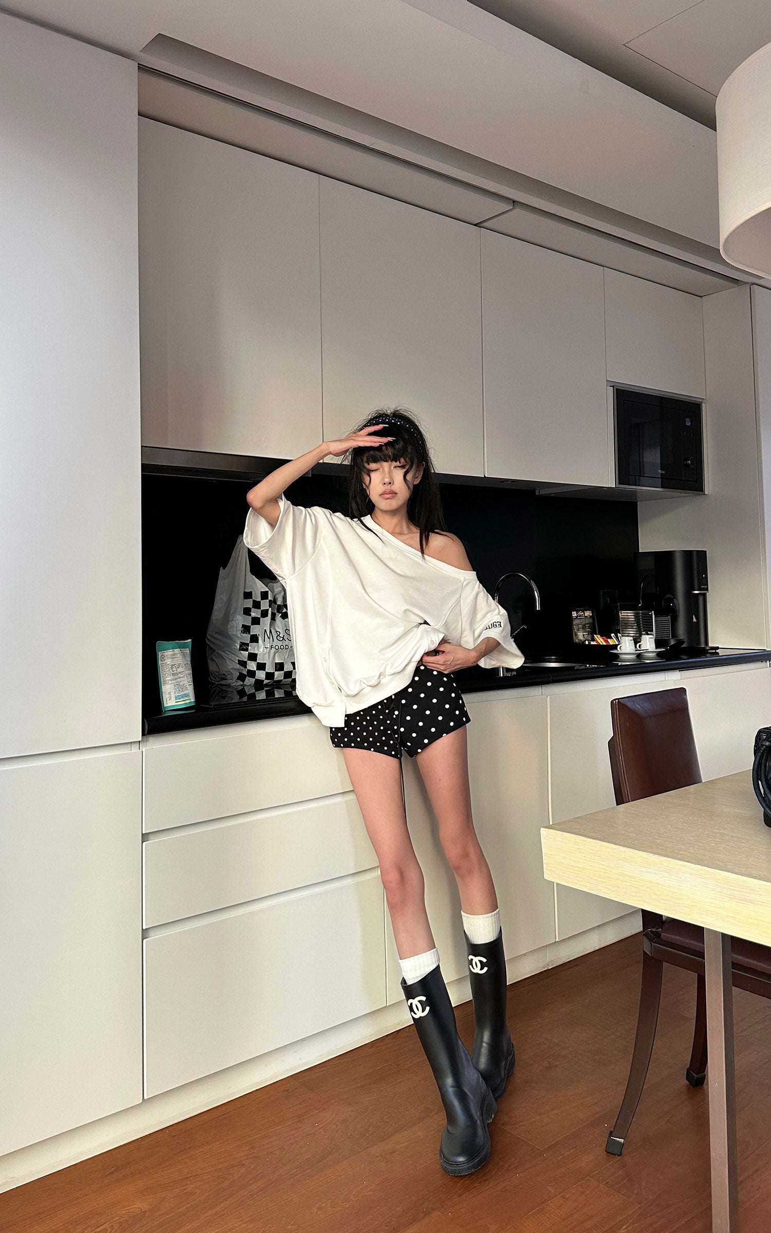 WARDEN EDGE Mixed Dot Print Drawstring Shorts with Graphic Cut - PINKPARKS