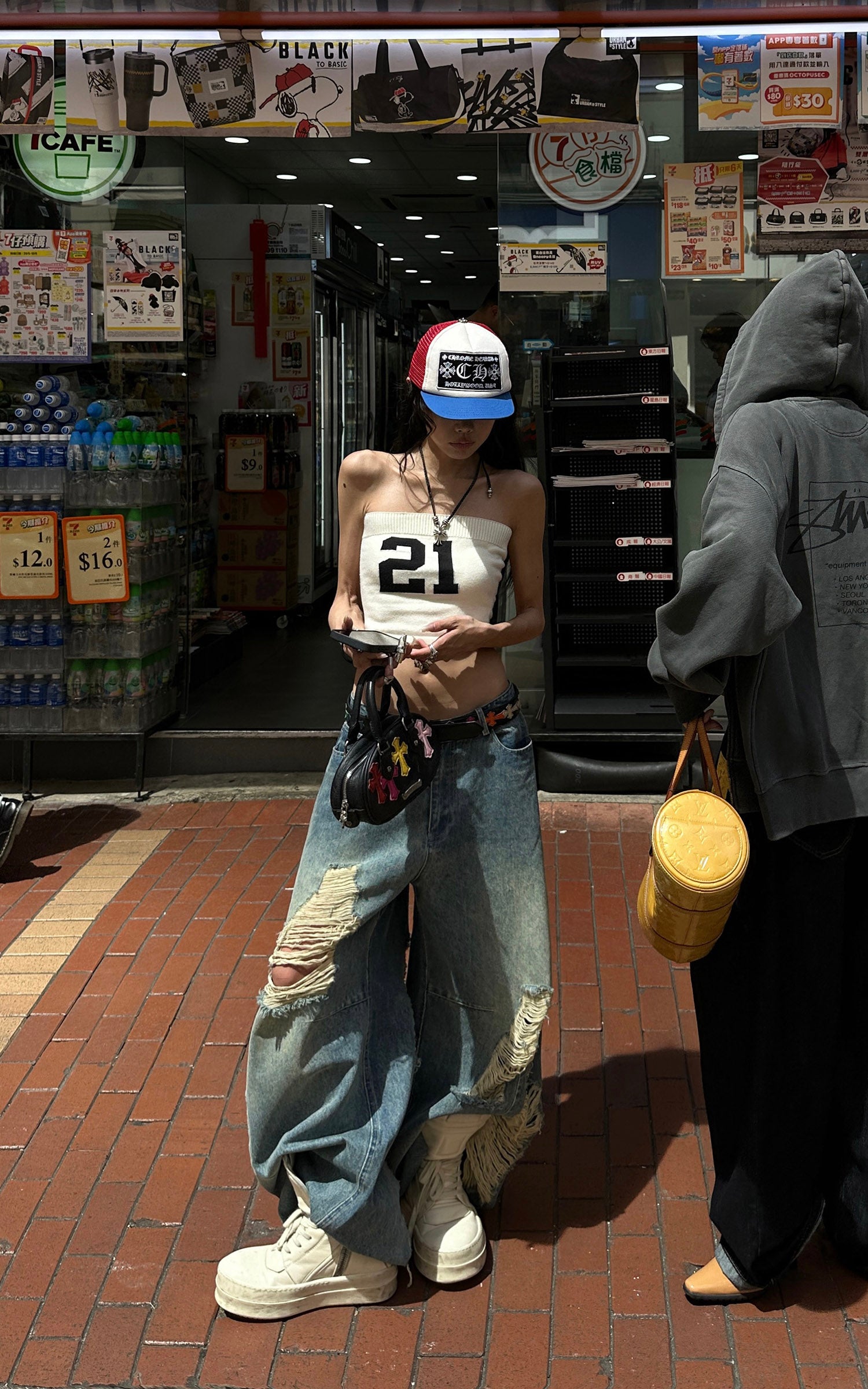 WARDEN EDGE Distressed Wide-Leg Denim Pants - PINKPARKS