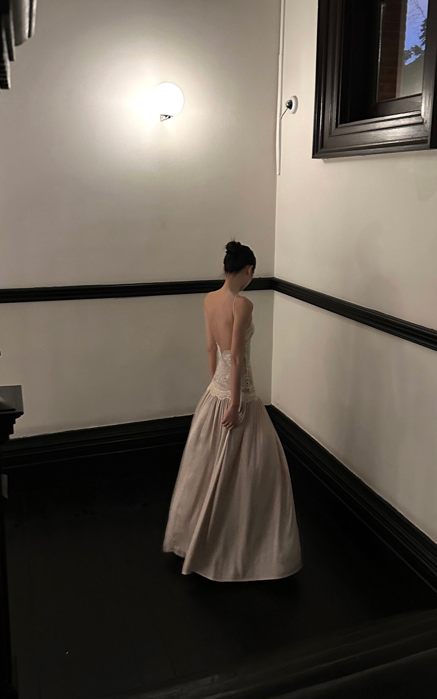 ROVENTE Embroidered Lace Halter Dress With Gathered Hem - PINKPARKS