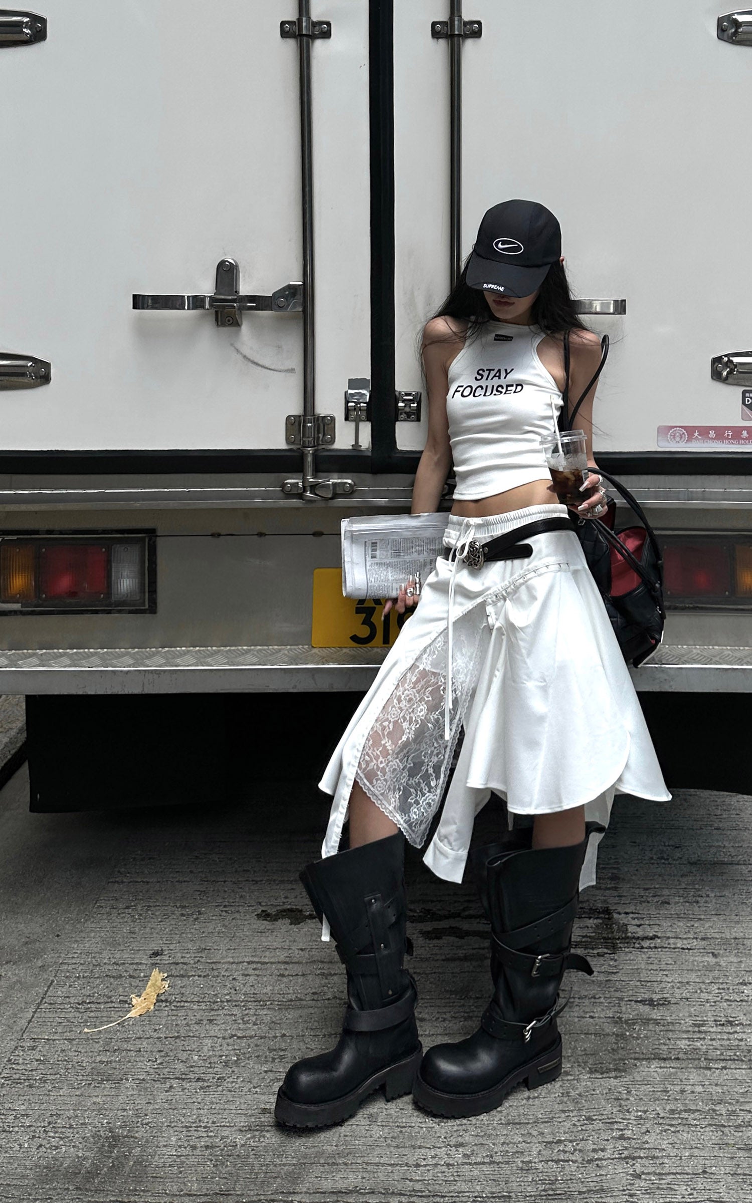 WARDEN EDGE Deconstructed Layered Midi Skirt - PINKPARKS