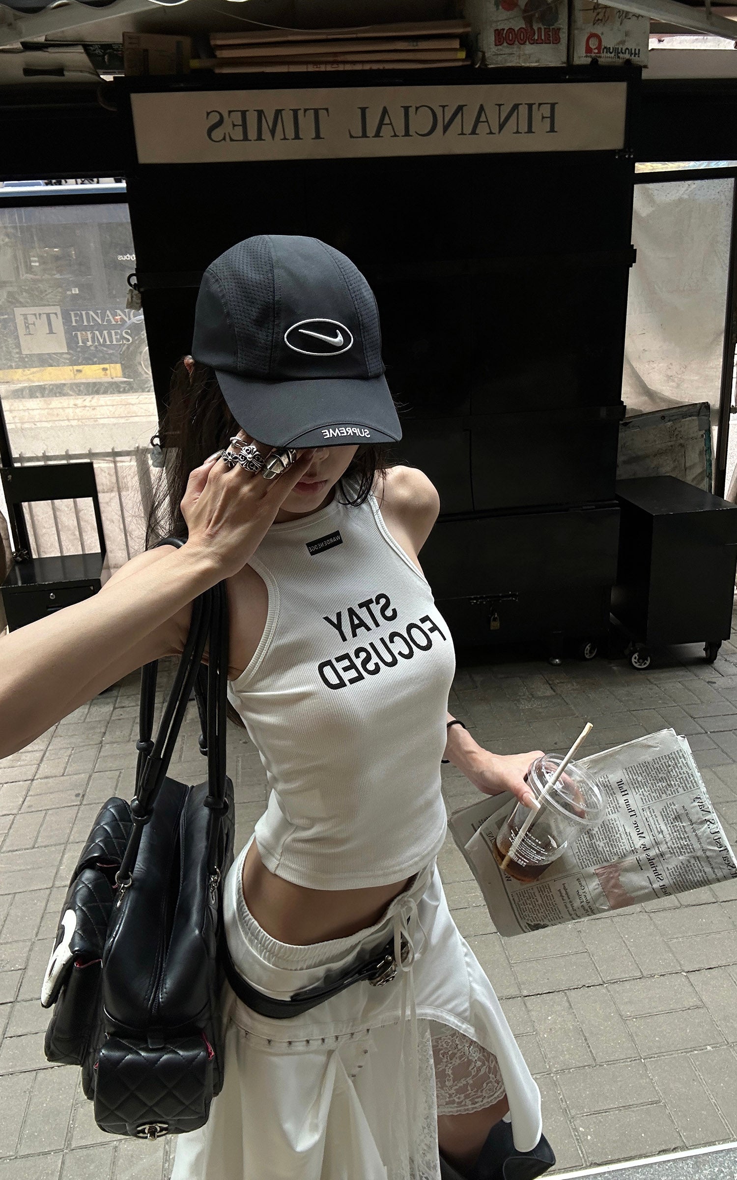 WARDEN EDGE Ribbed Racerback Tank Top with Contrast Lettering - PINKPARKS