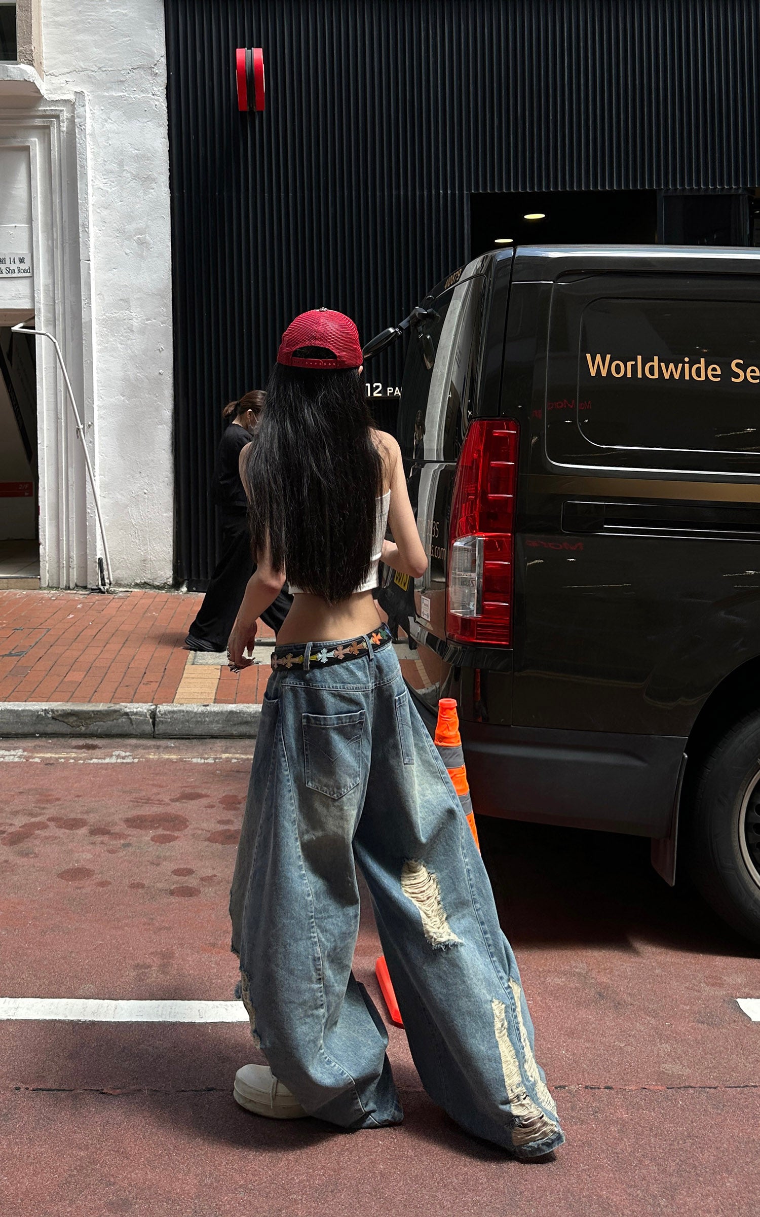 WARDEN EDGE Distressed Wide-Leg Denim Pants - PINKPARKS