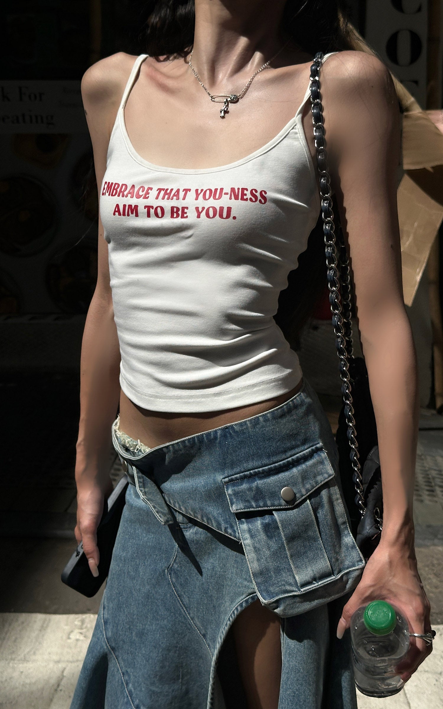 WARDEN EDGE Asymmetric Pocket Flare Denim Skirt with Deconstructed Belt Detail - PINKPARKS