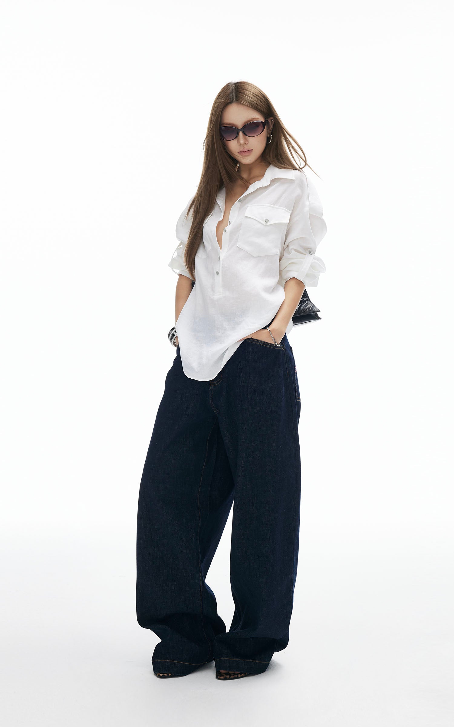 IAMXIAA Utility Tie-Back Oversized Shirt