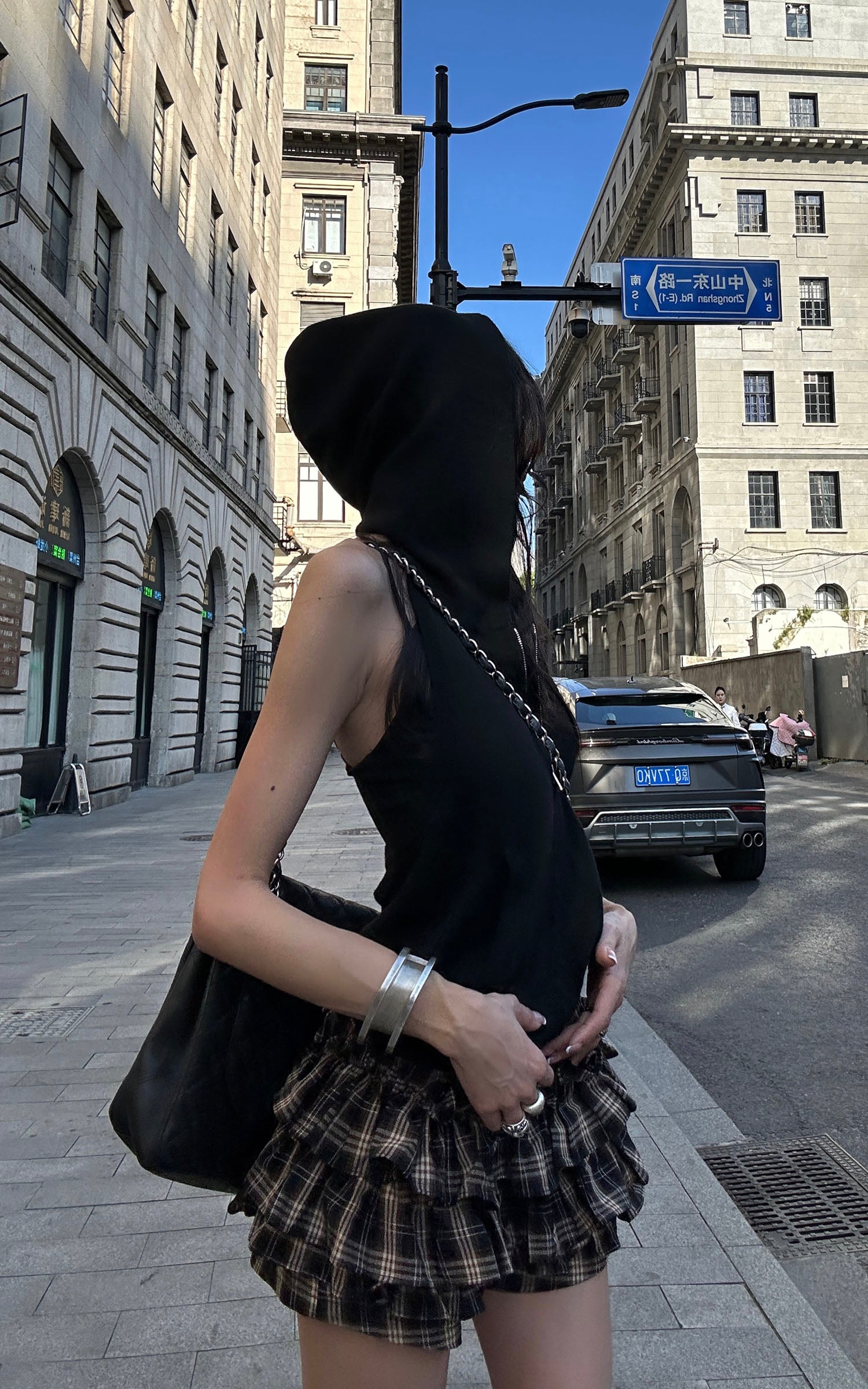 WARDEN EDGE ドローストリング付きレイヤードミニスカート