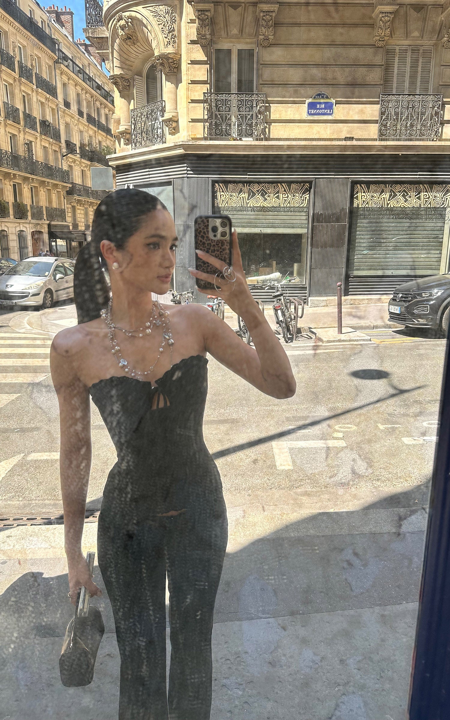 ROVENTE レーストリムコルセットトップ＆フレアパンツセット