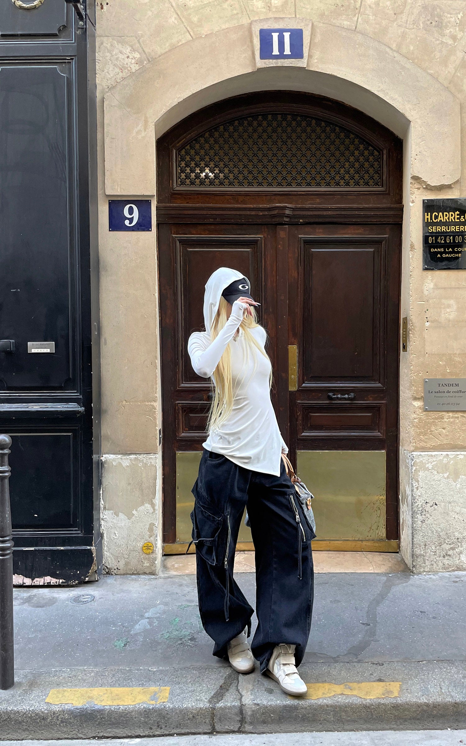 Rase le sol スリットヘム付きプリントフィットパーカー