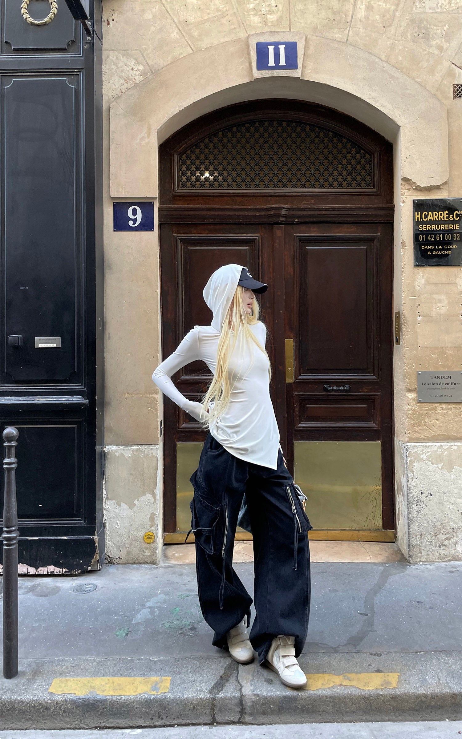 Rase le sol スリットヘム付きプリントフィットパーカー