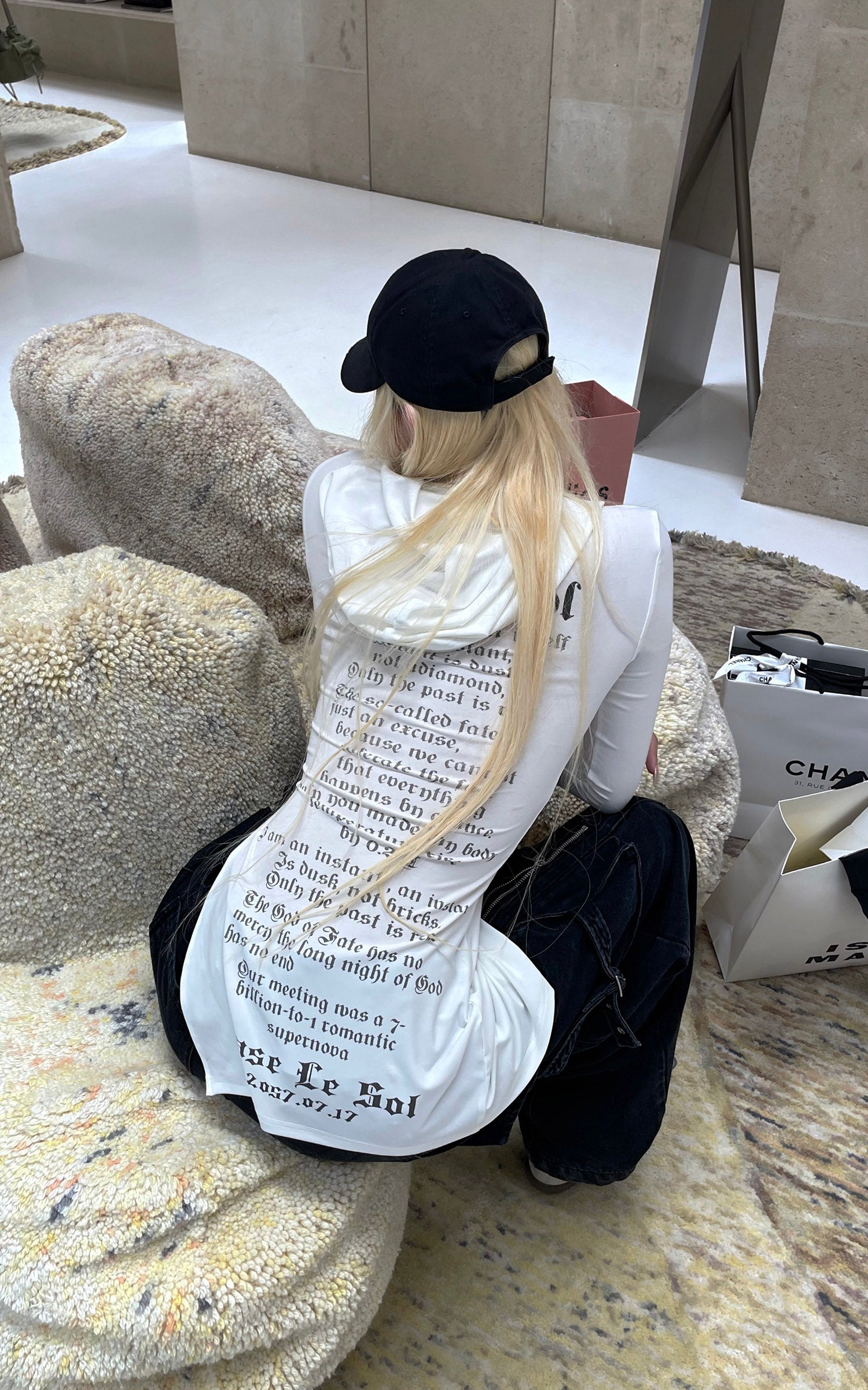 Rase le sol スリットヘム付きプリントフィットパーカー