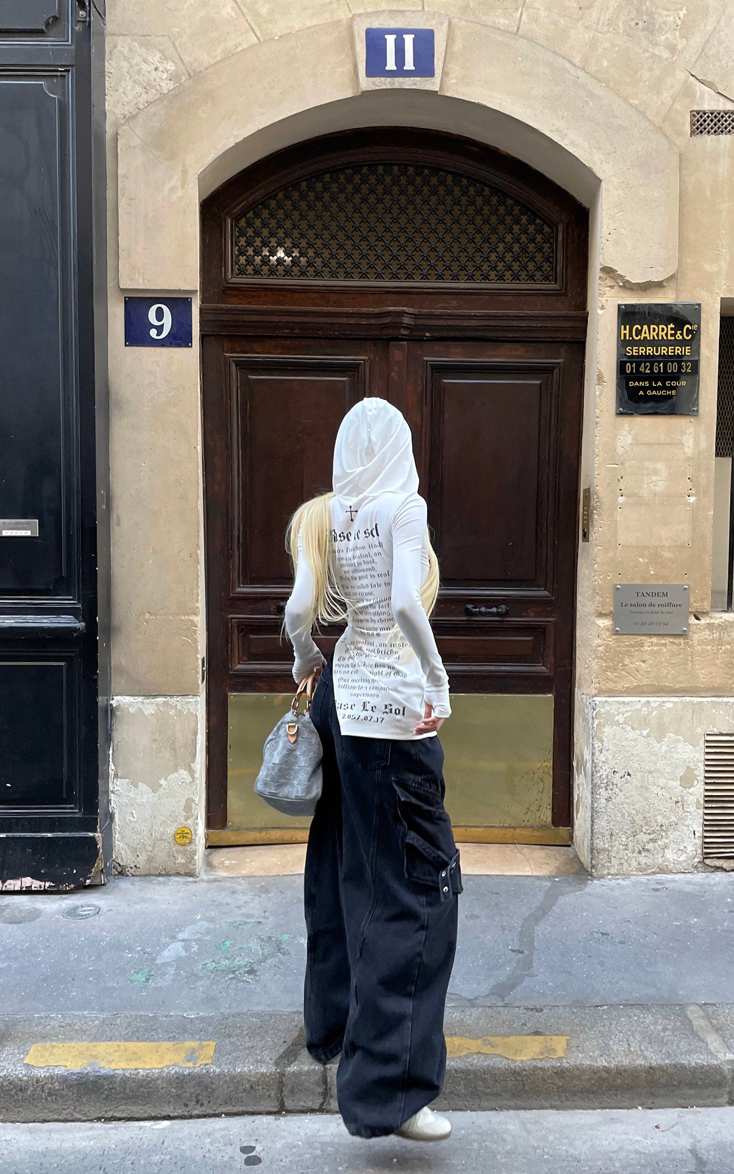 Rase le sol スリットヘム付きプリントフィットパーカー